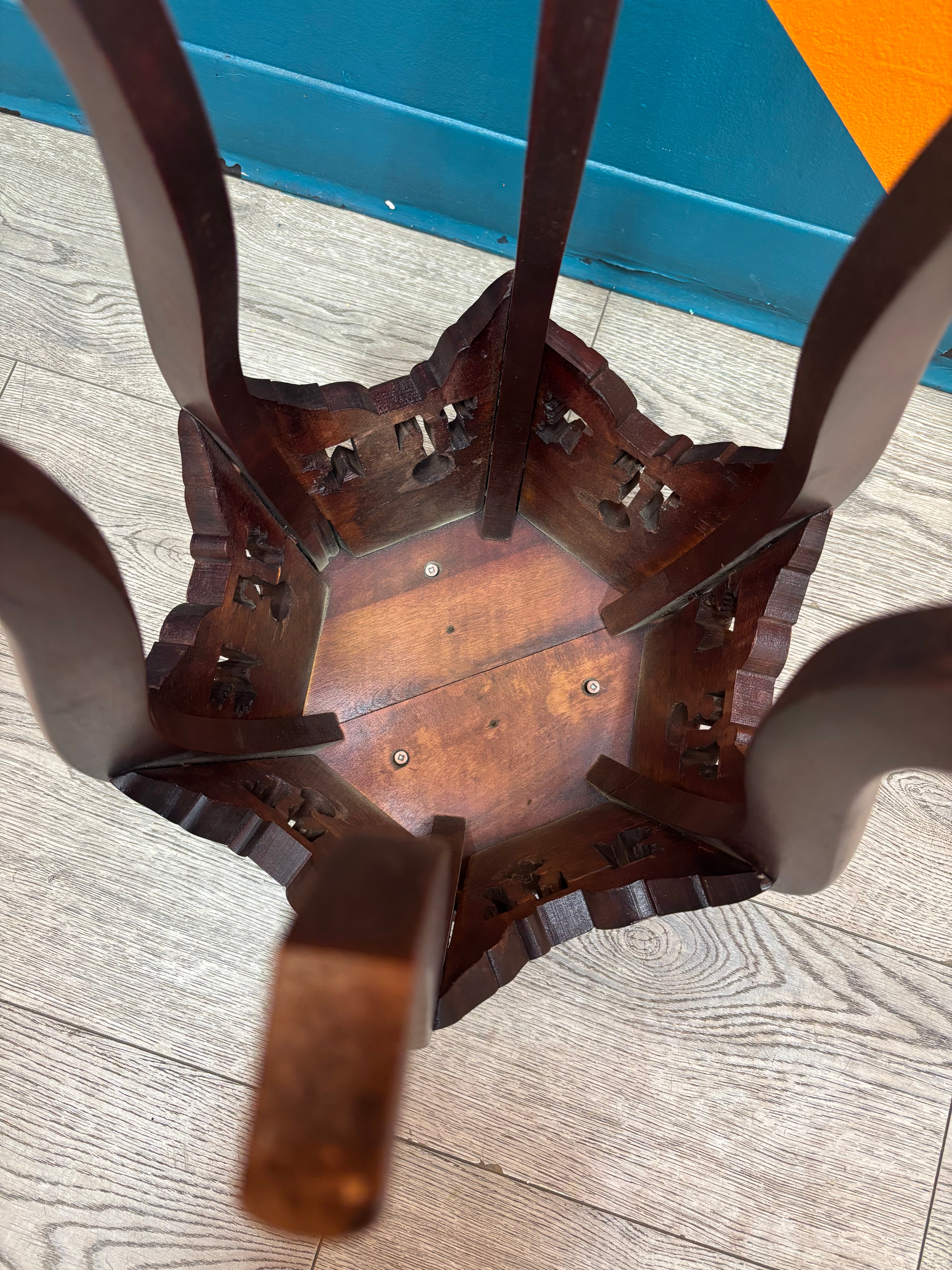 Carved Wood Pedestal Table