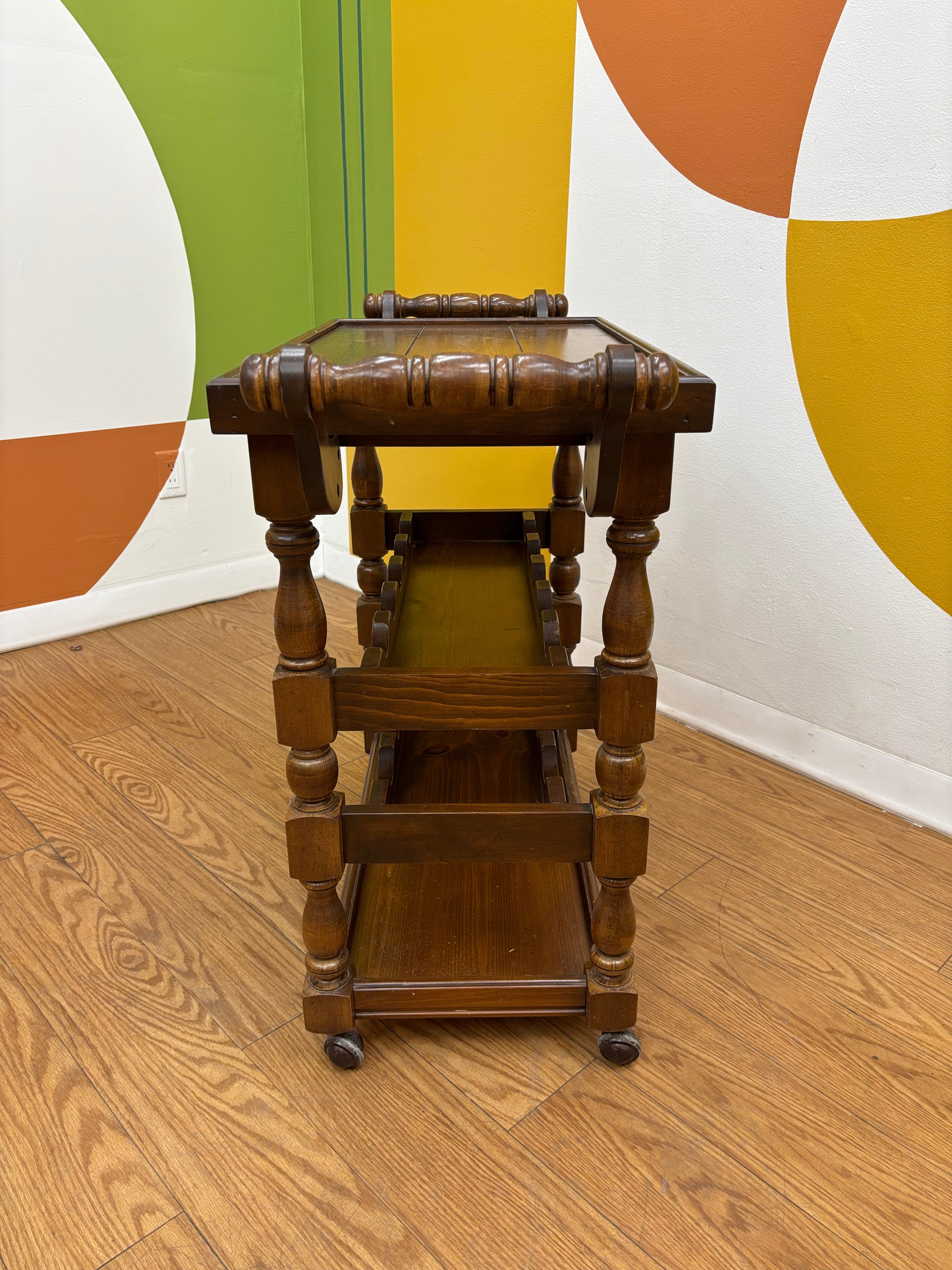 Rolling Wood Bar Cart