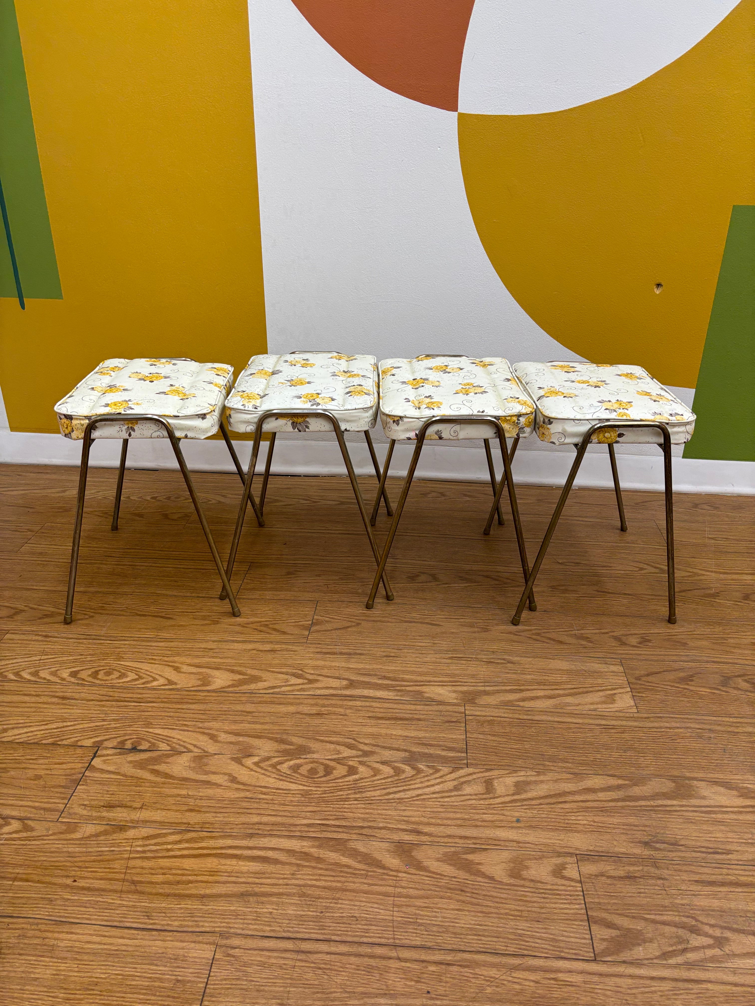 (4) Floral Stacking Stools