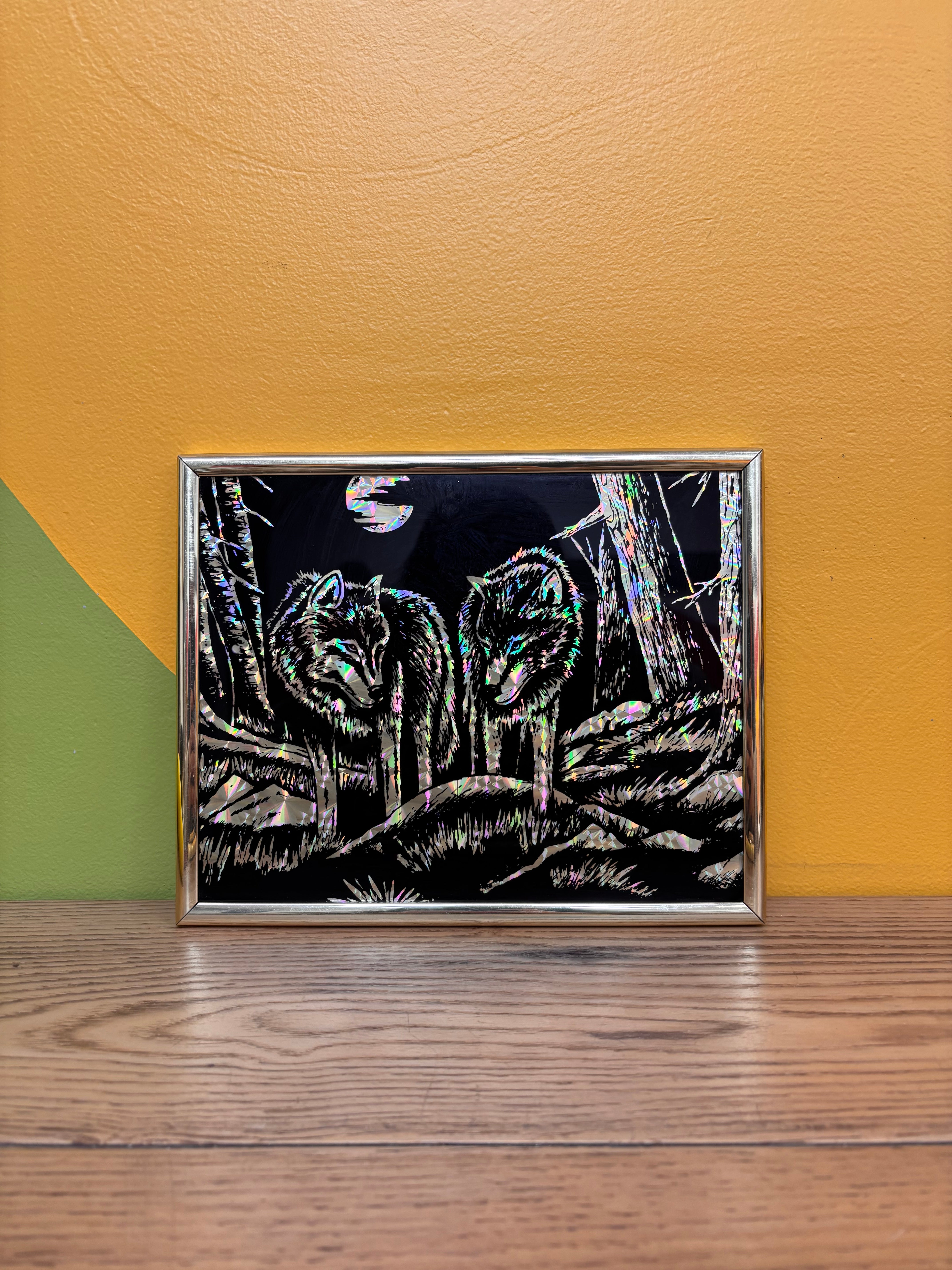 Framed Wolf Foil Art