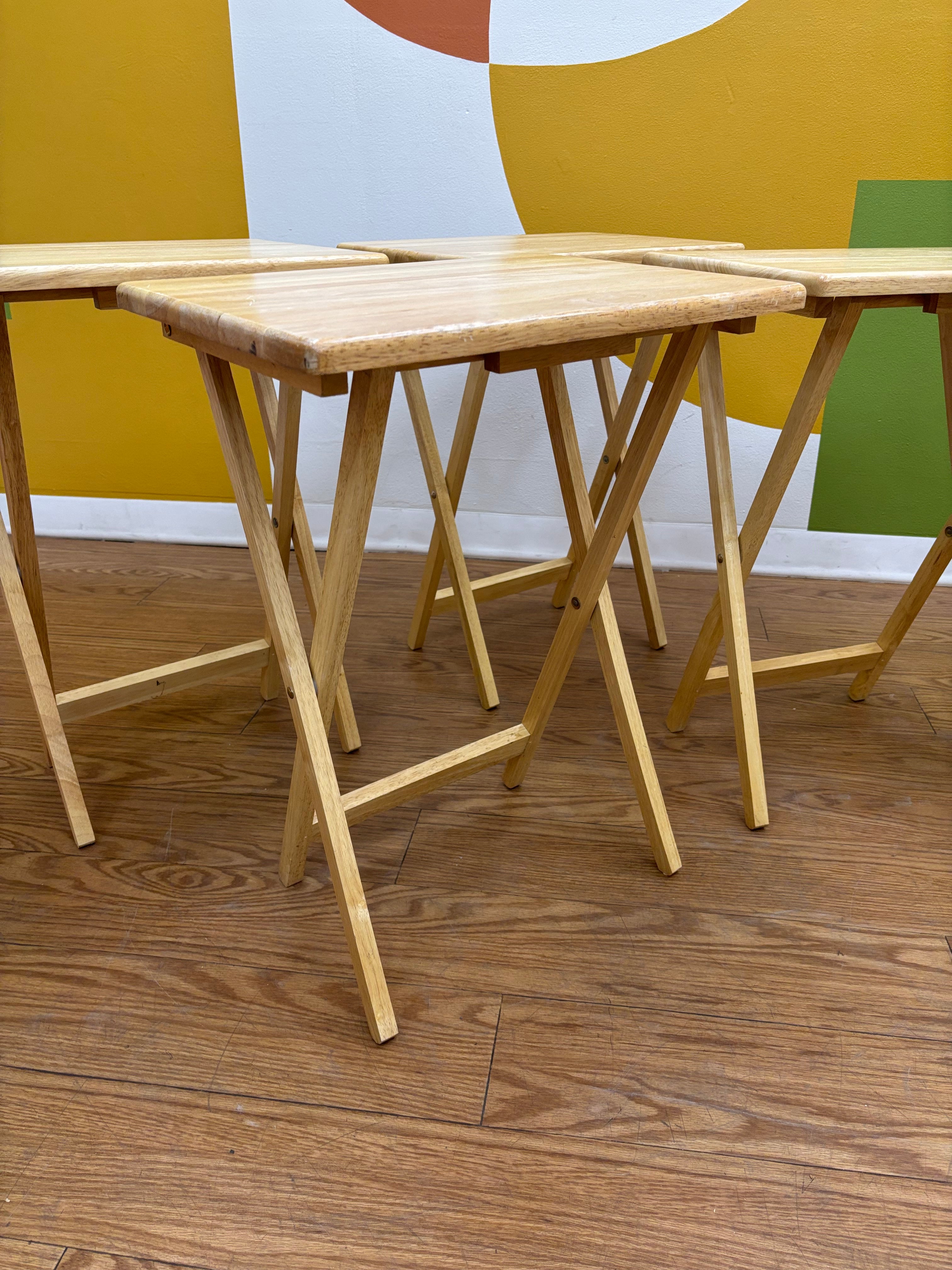 Set of 4 Wood TV Trays