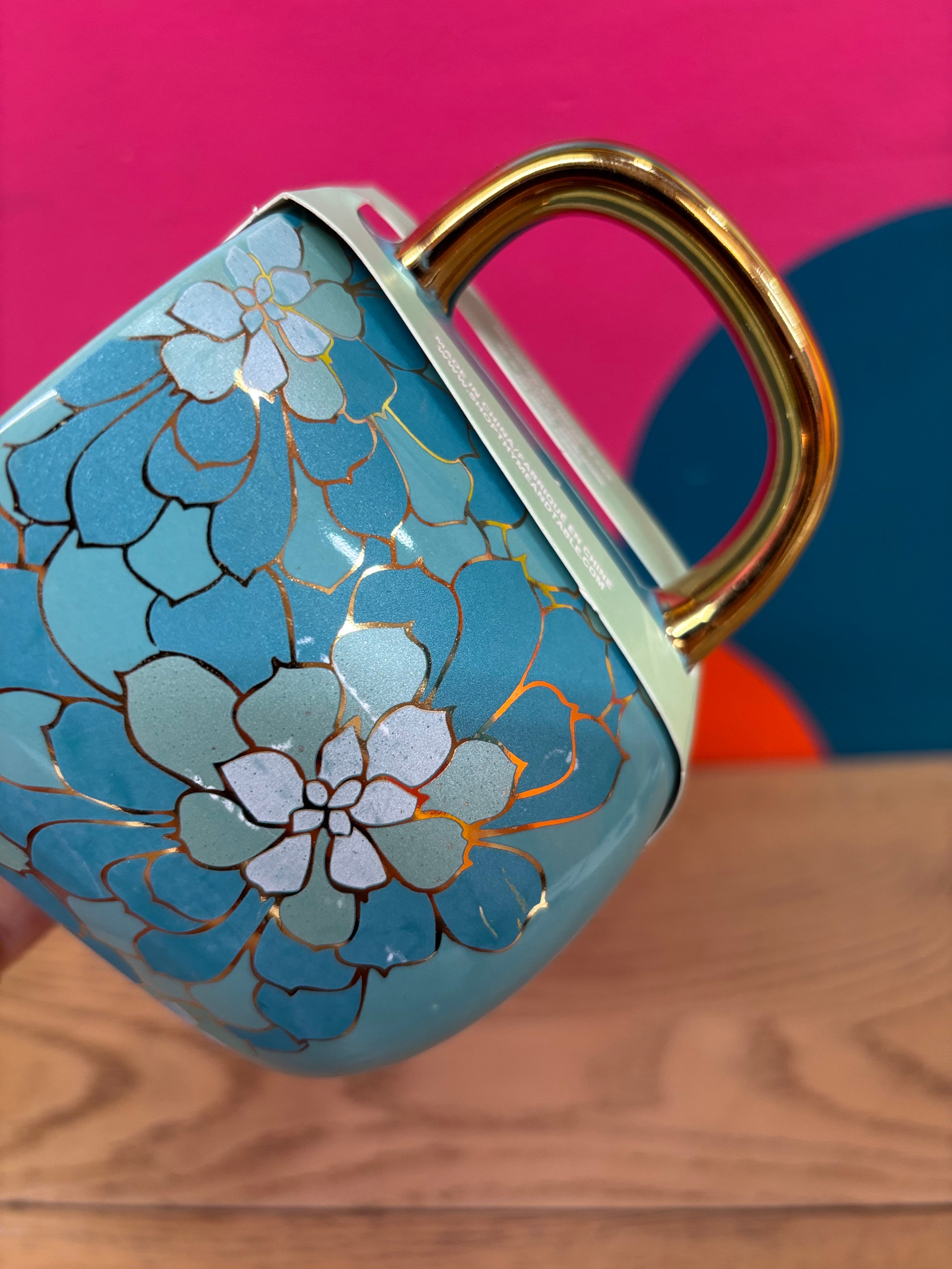 Blue Floral Ceramic Mug