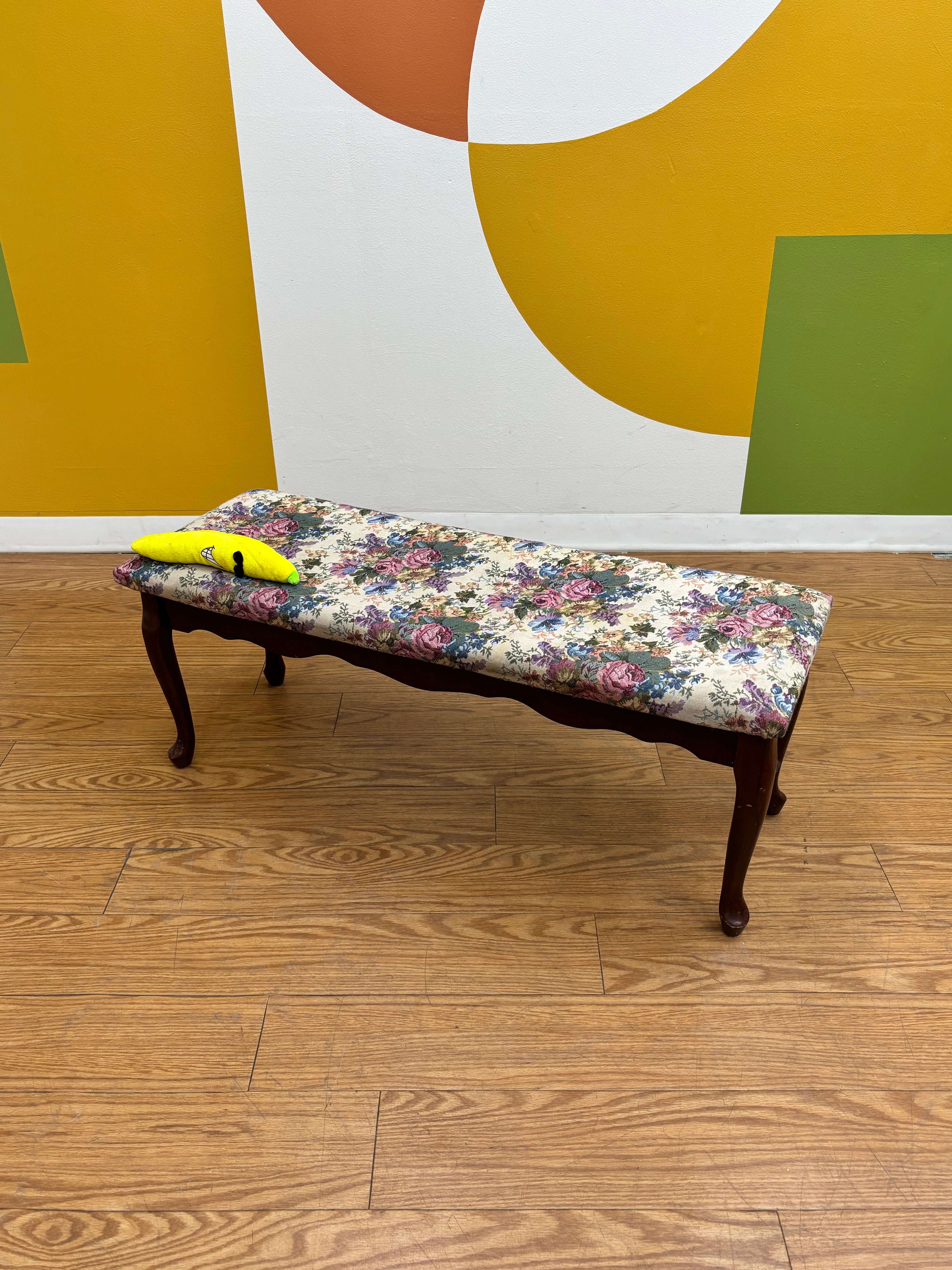 Floral Tapestry Accent Bench