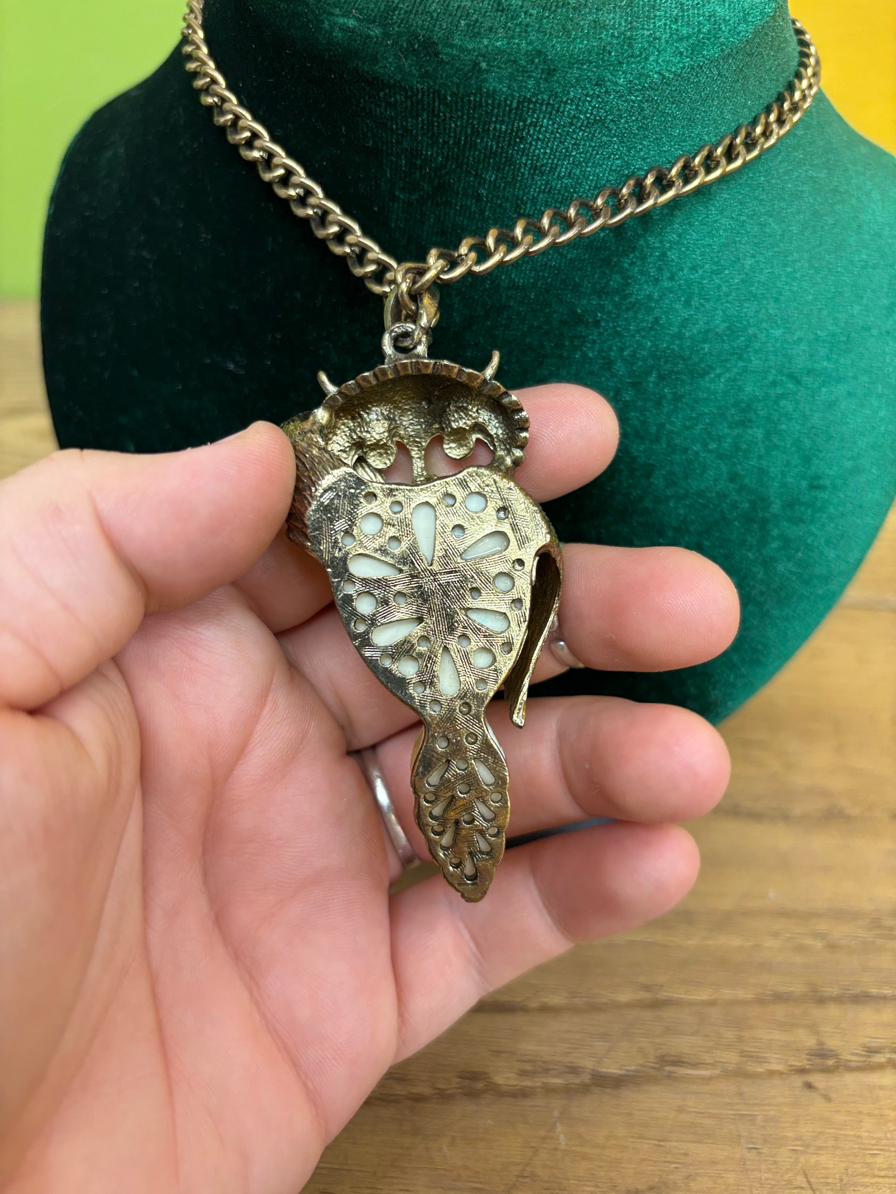 Long Sleepy Owl Necklace