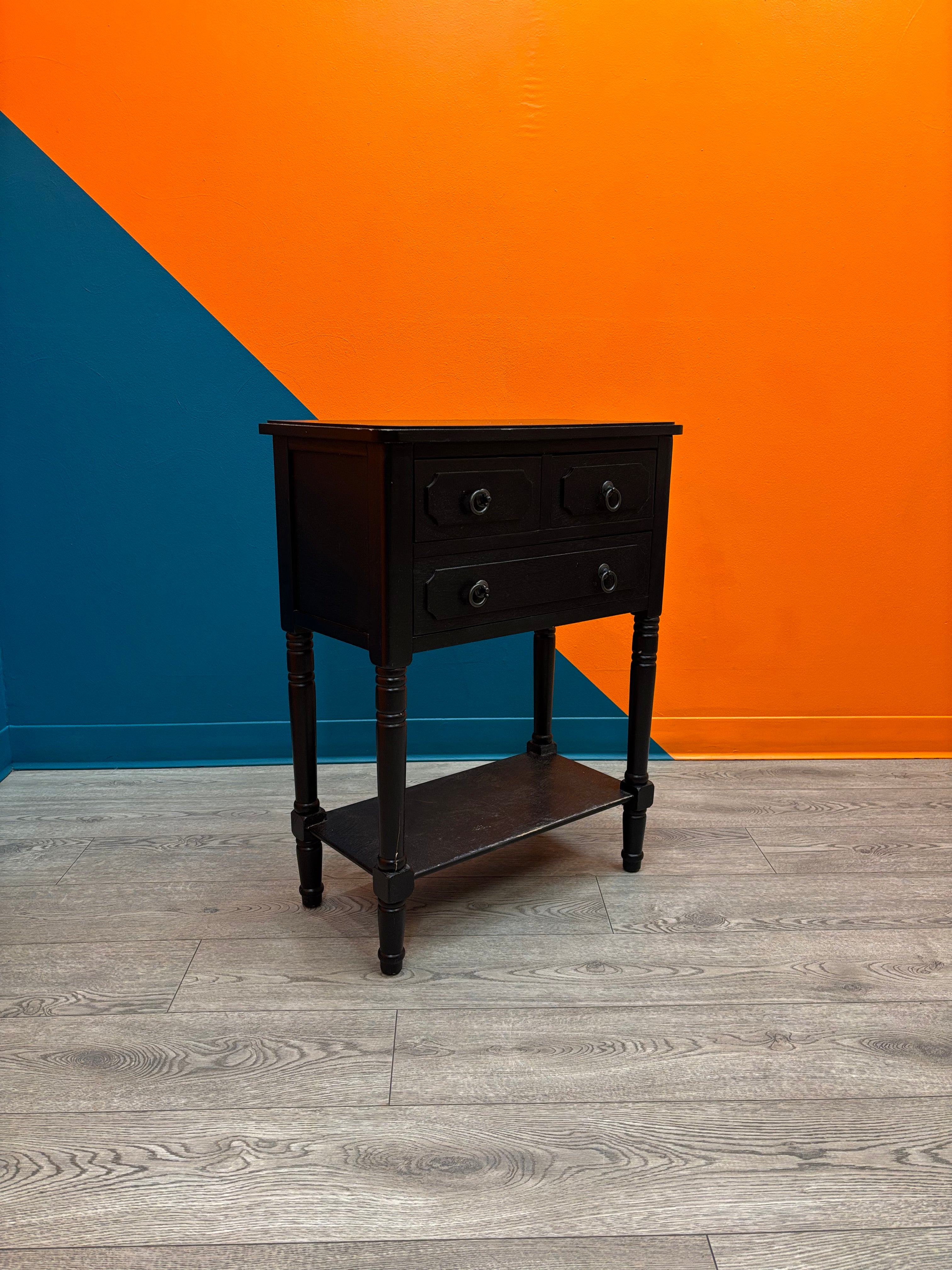 Black Three Drawer End Table