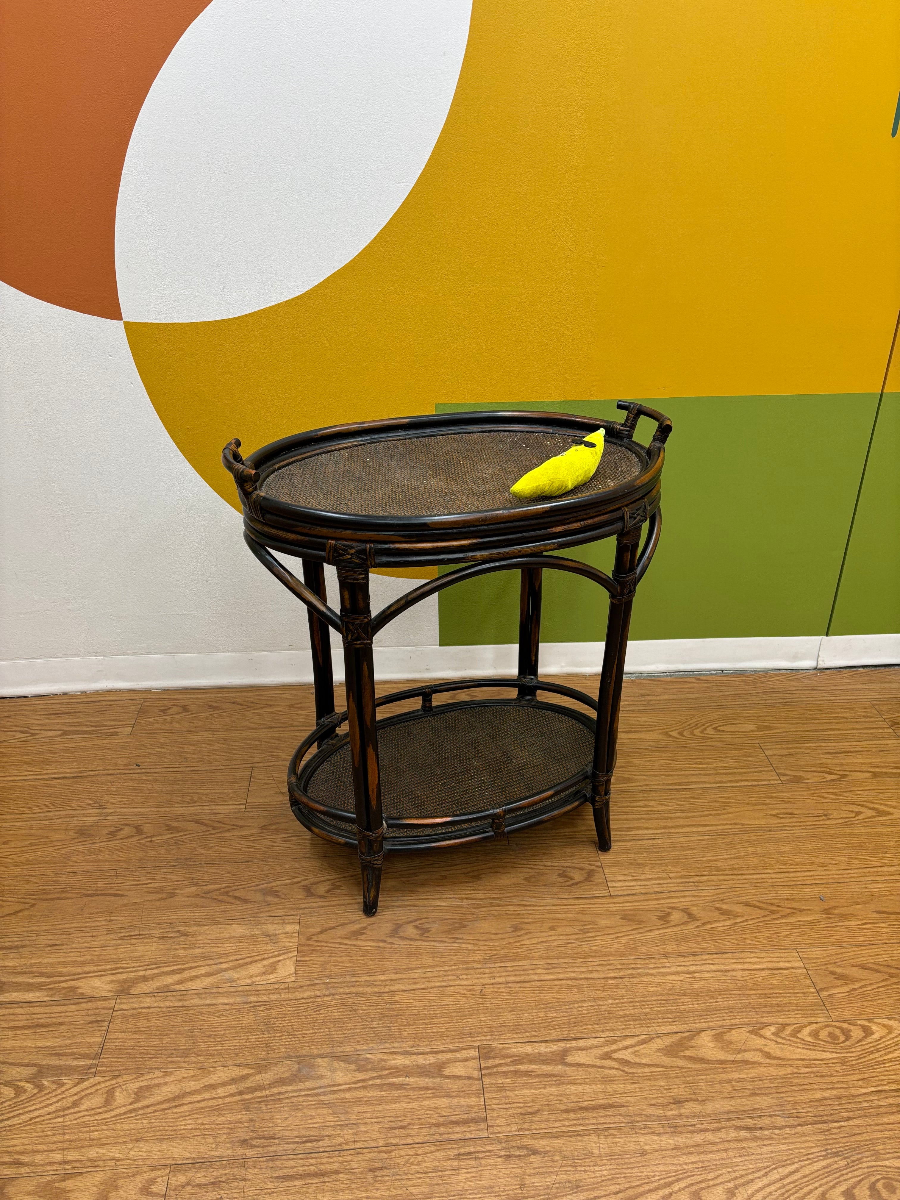 Rattan Two Tier Tray Table