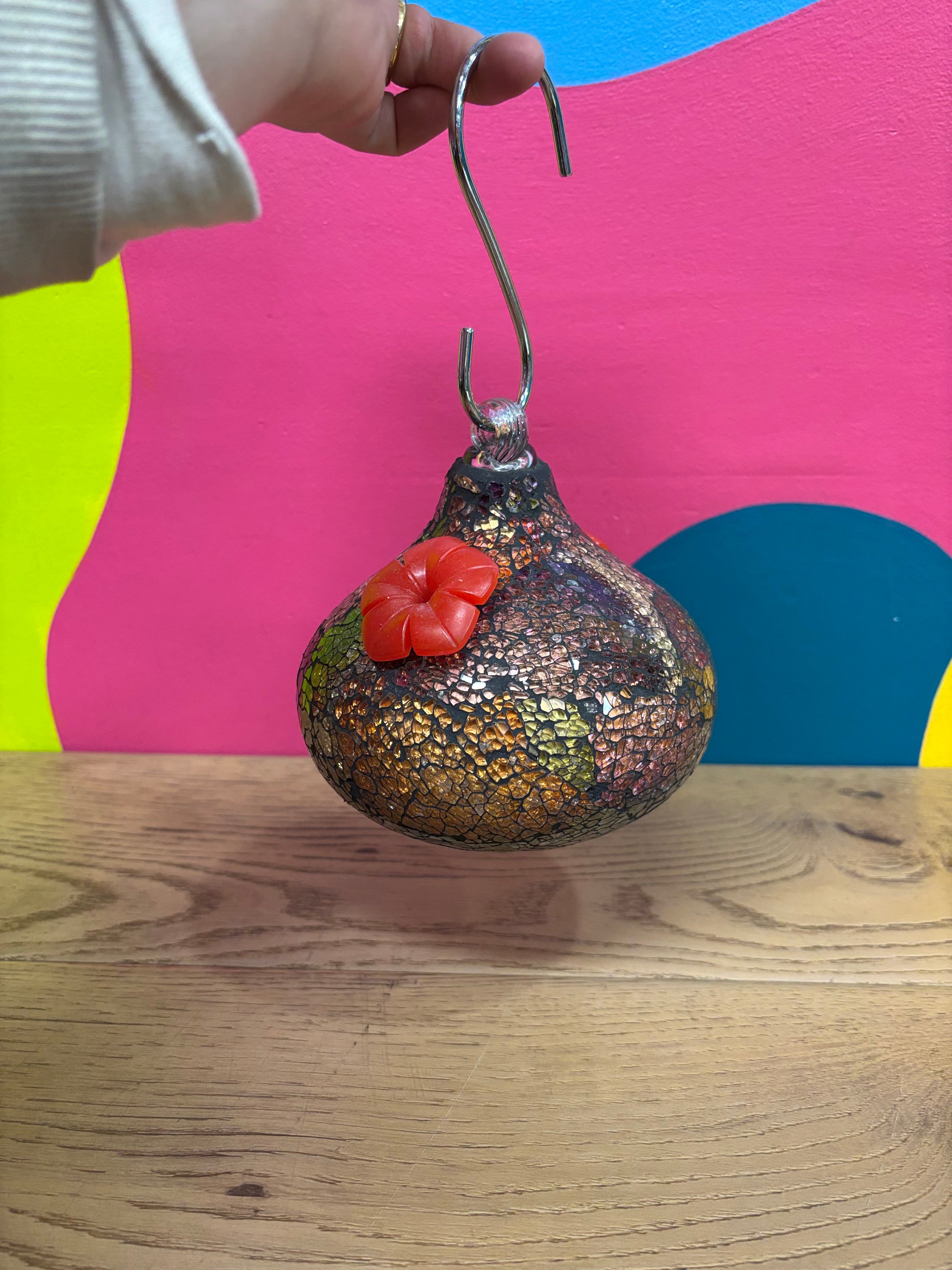 Mosaic Glass Bird Feeder