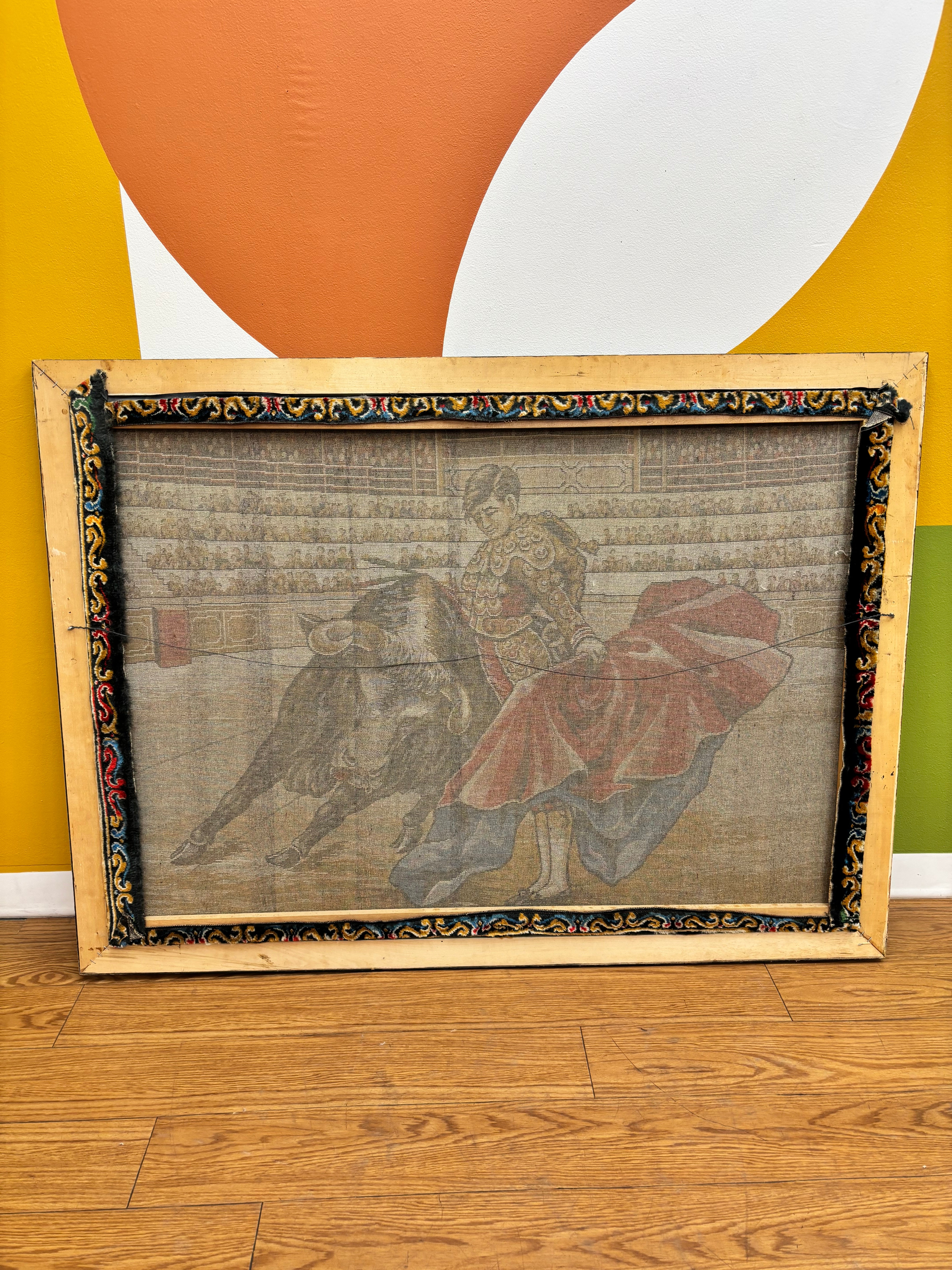 Large Framed Bull Tapestry