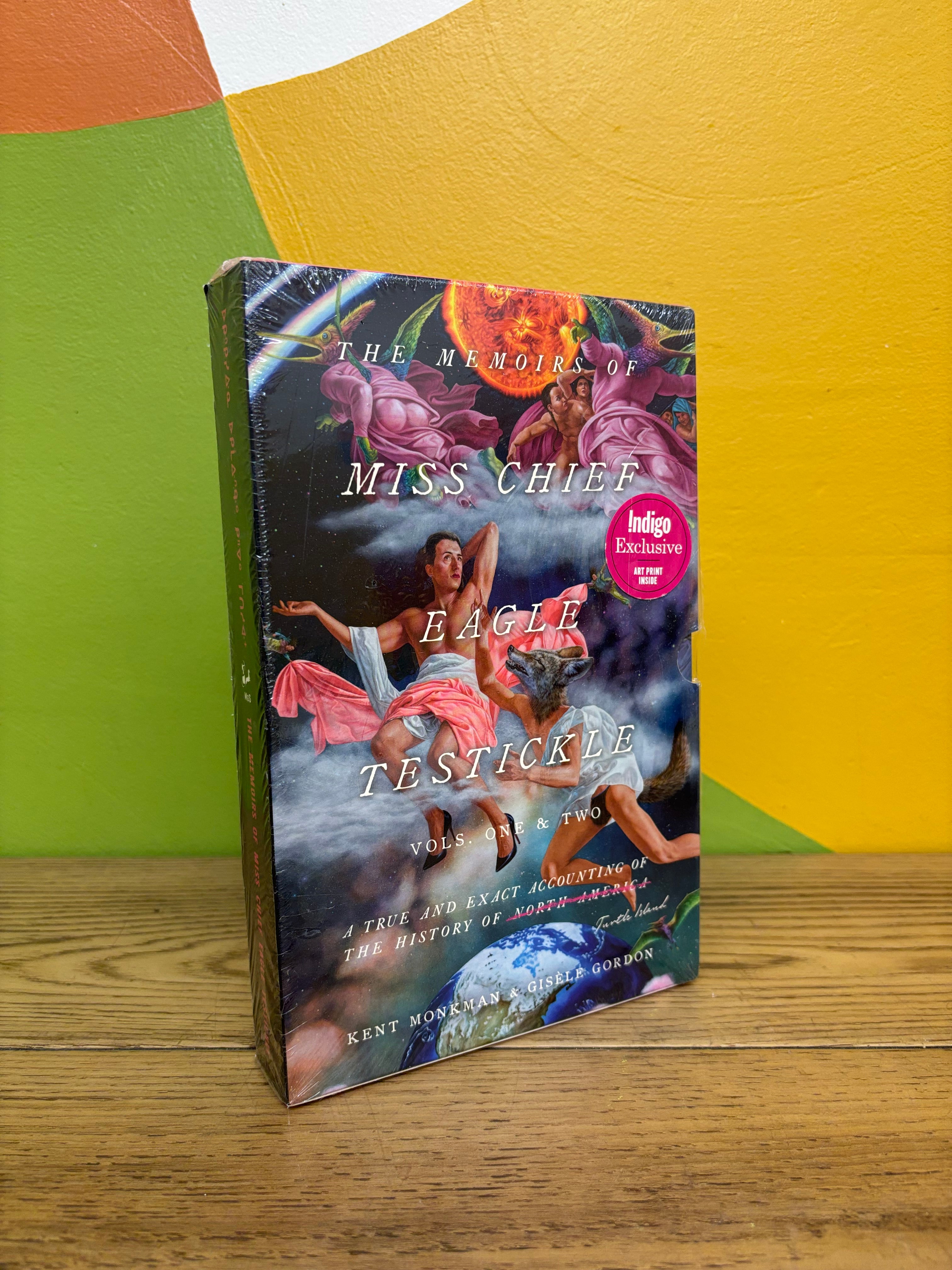 Two Volume Set of The Memoirs of Miss Chief Eagle Testickle:  A True and Exact Accounting of the History of the Turtle Island by Kent Monkman and Gisele Gordon