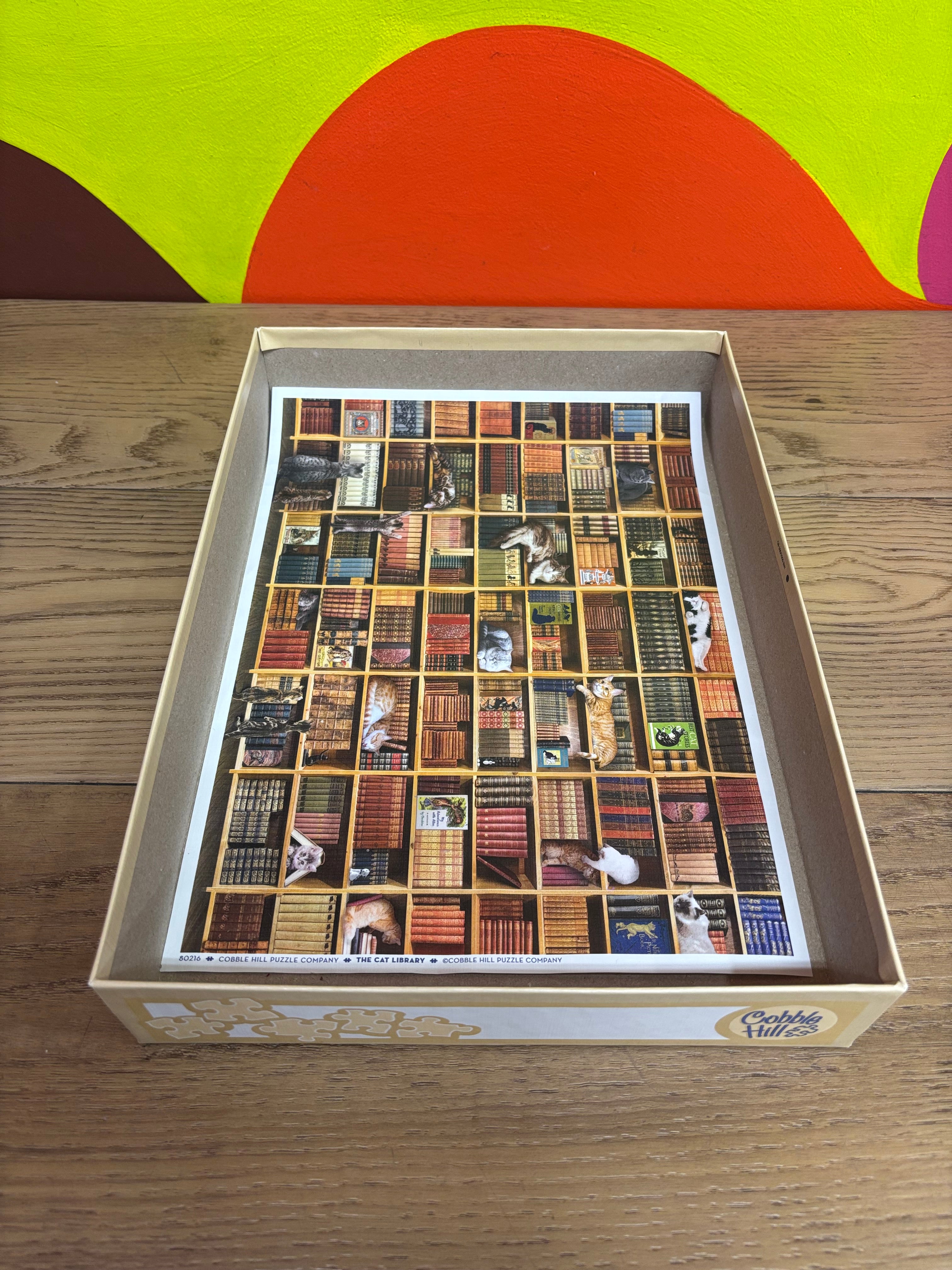 Cobble Hill 1000 Piece Puzzle - Cat Library