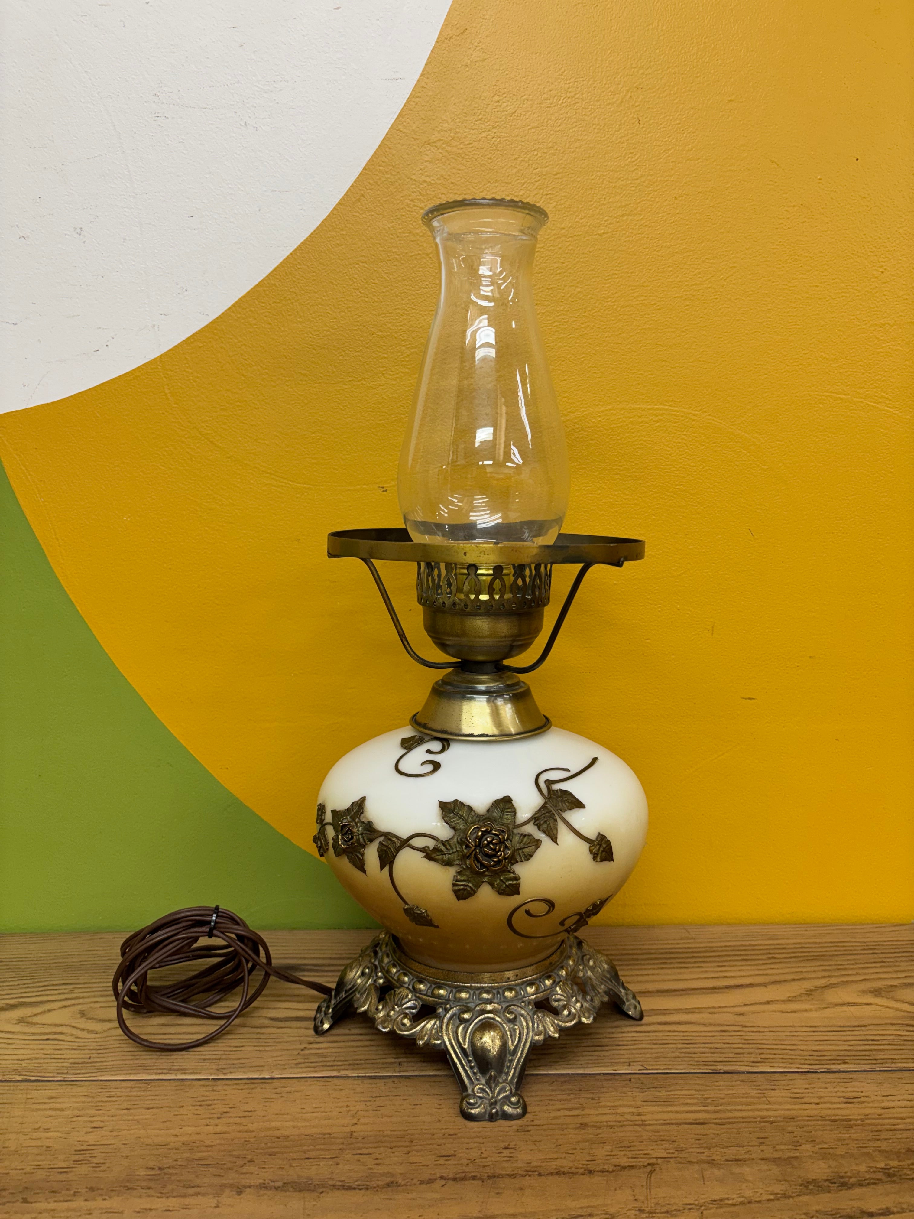 Glass Hurricane Table Lamp