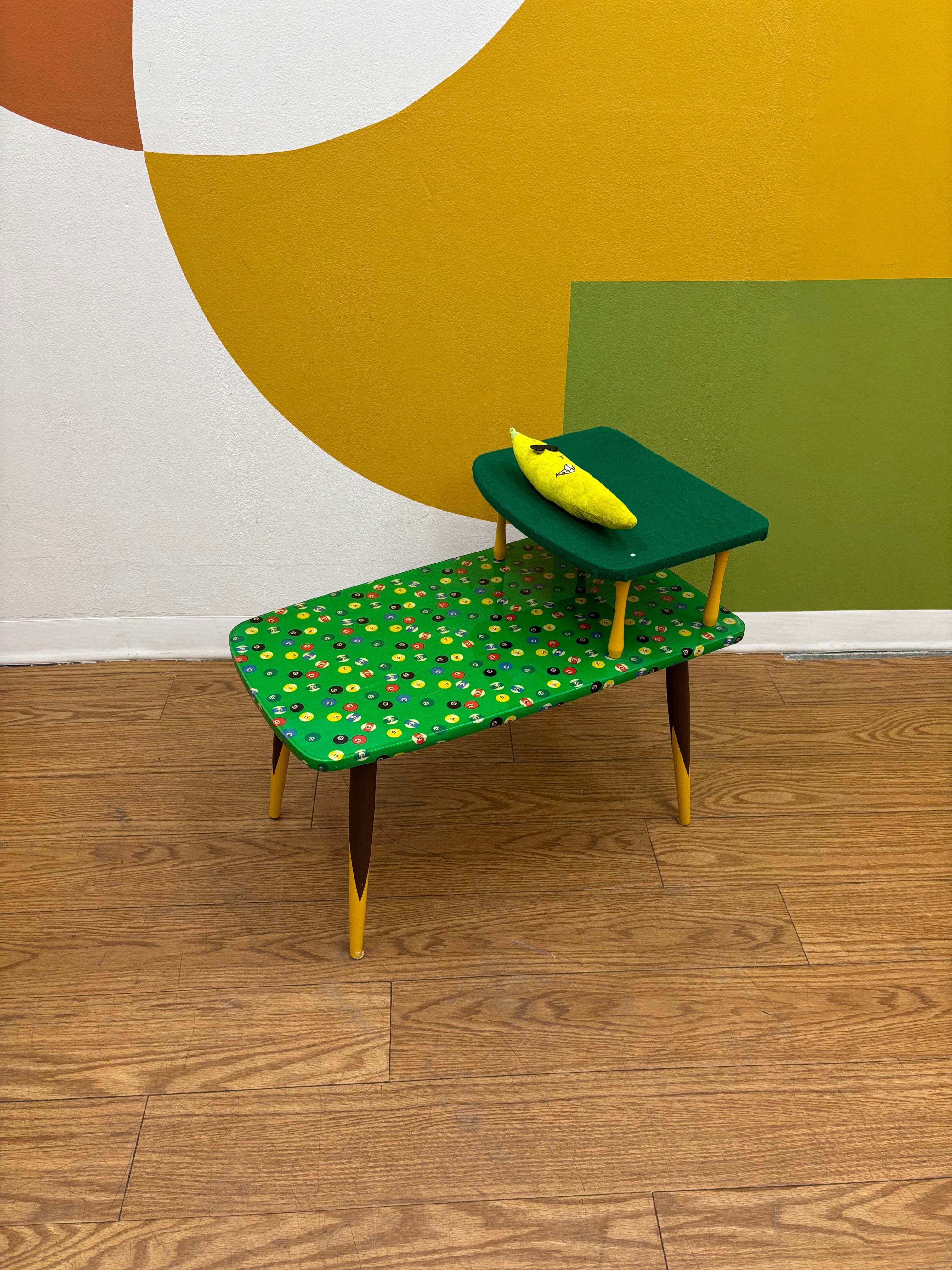 Green Billiard Ball Pattern Side Table