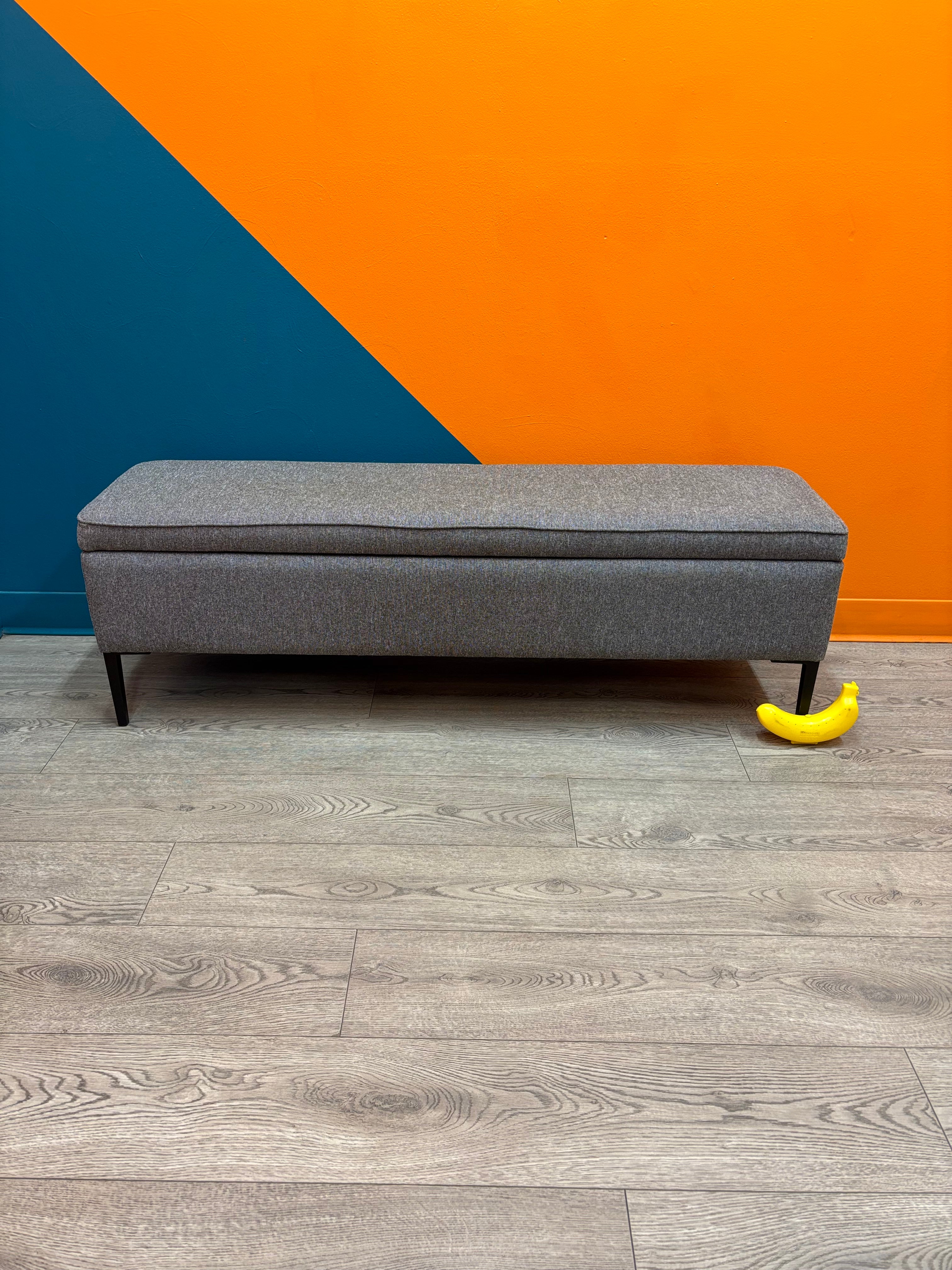 Grey Fabric Storage Bench