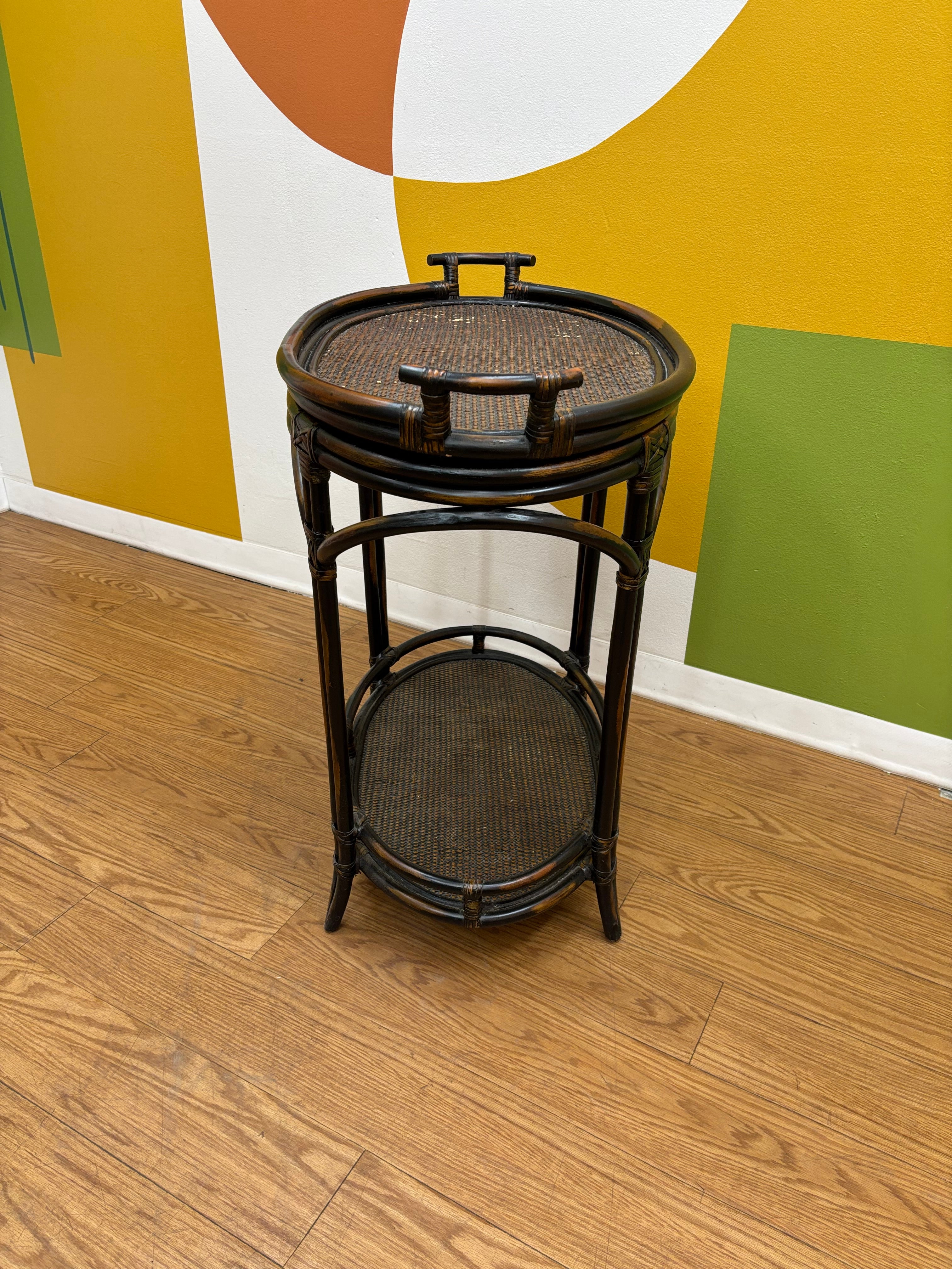 Rattan Two Tier Tray Table