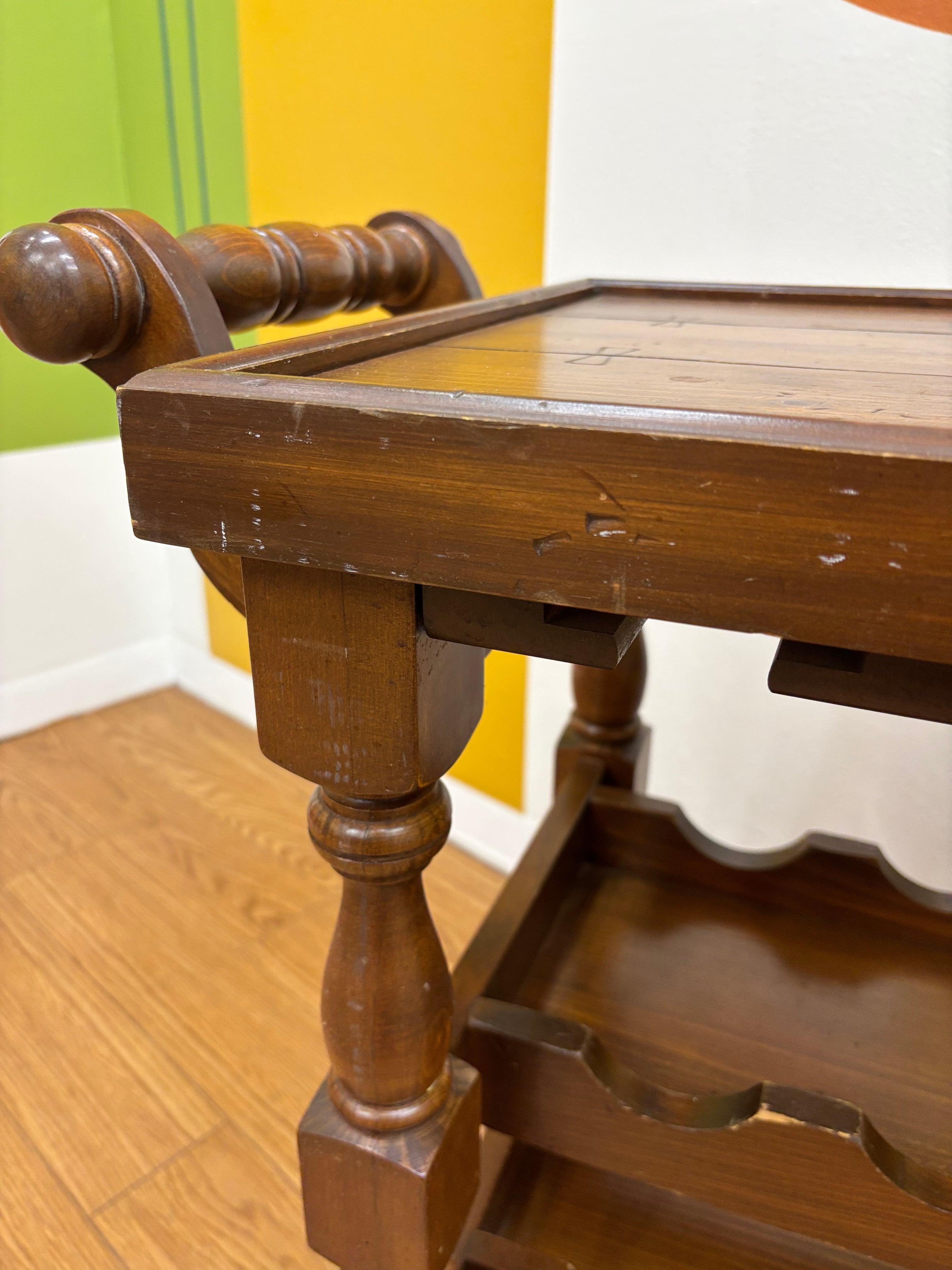 Rolling Wood Bar Cart