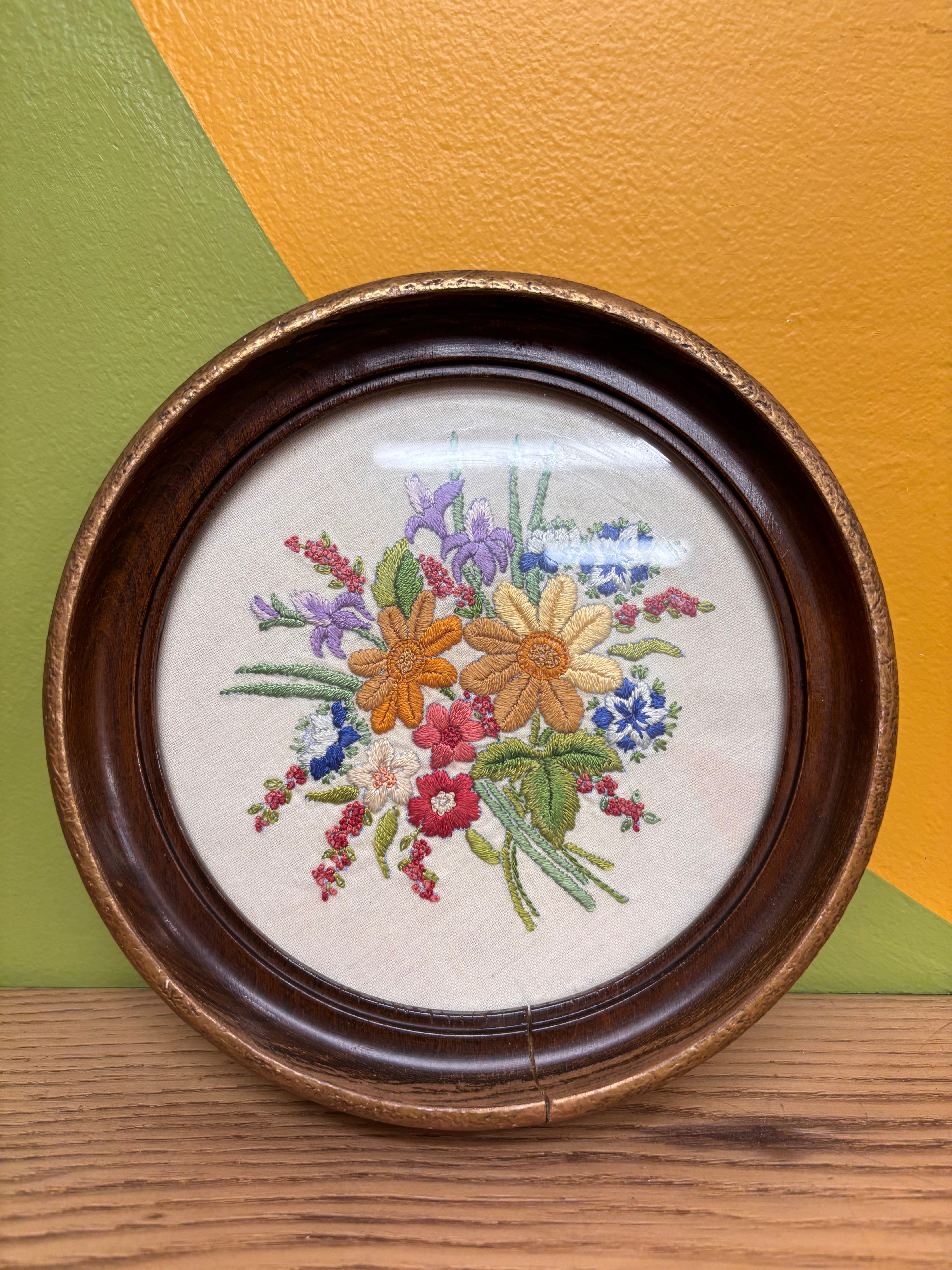 Framed Round Needlepoint