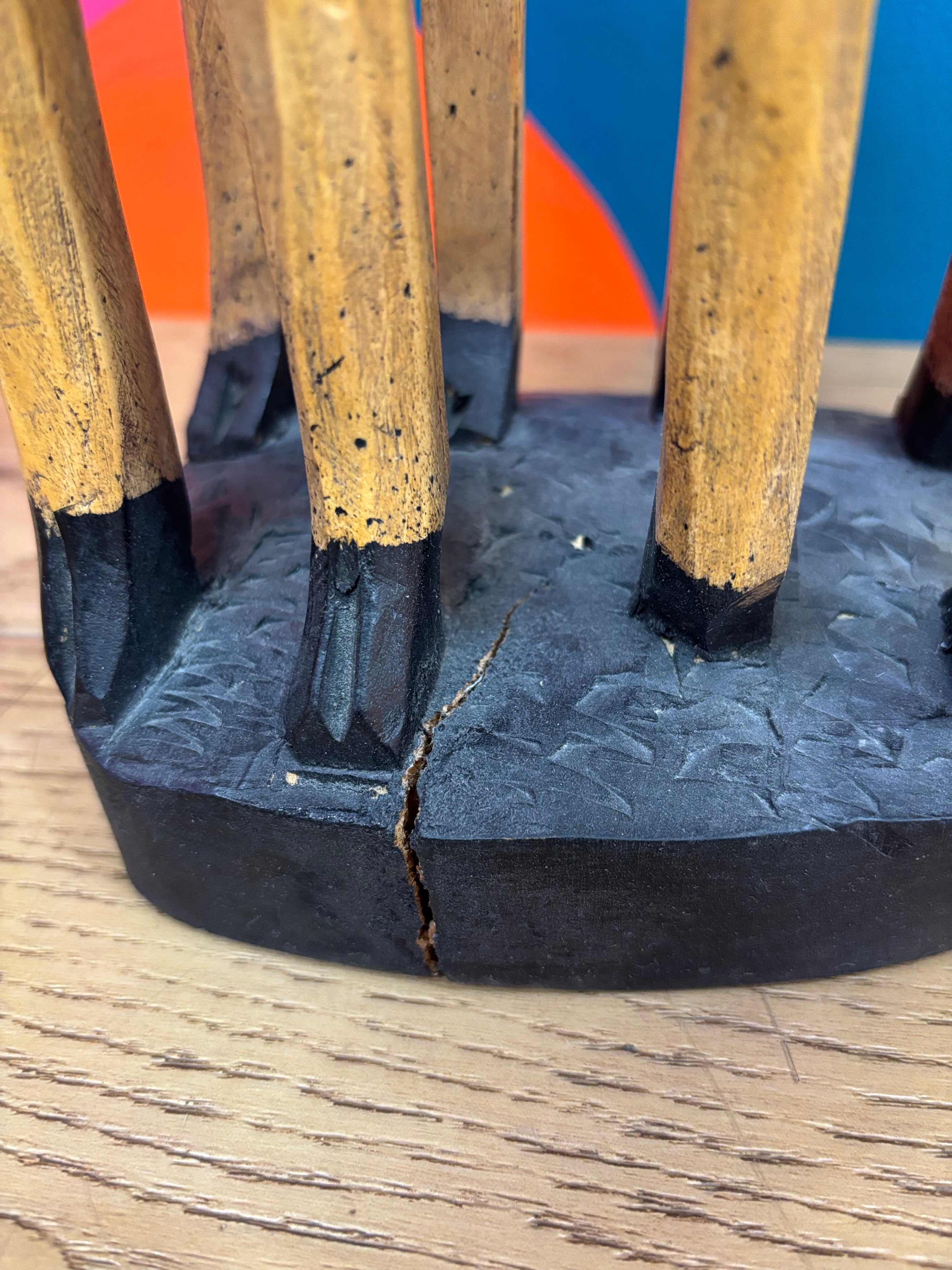 Wood Giraffe Love Sculpture