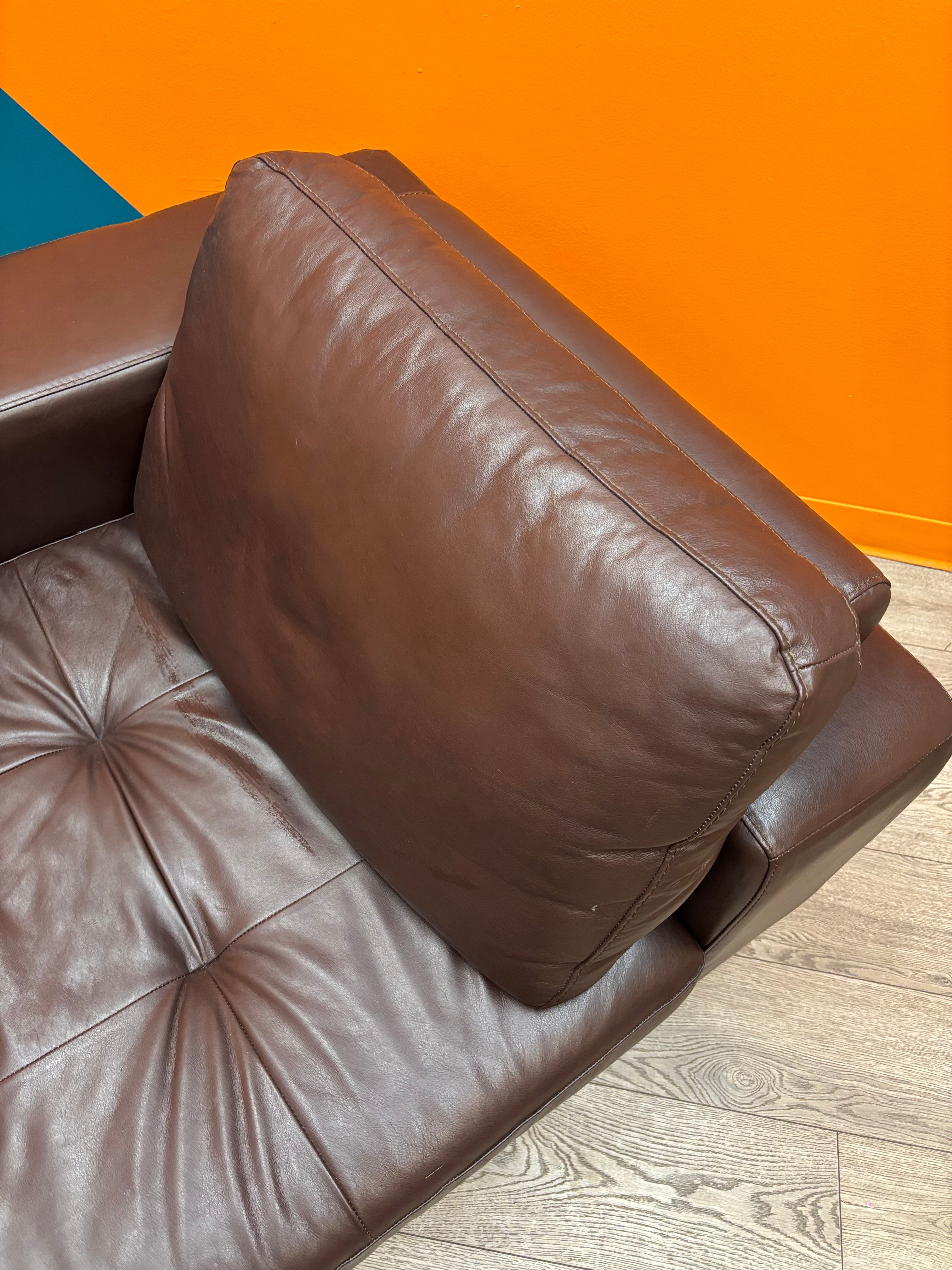 Brown Pleather Chaise Lounge