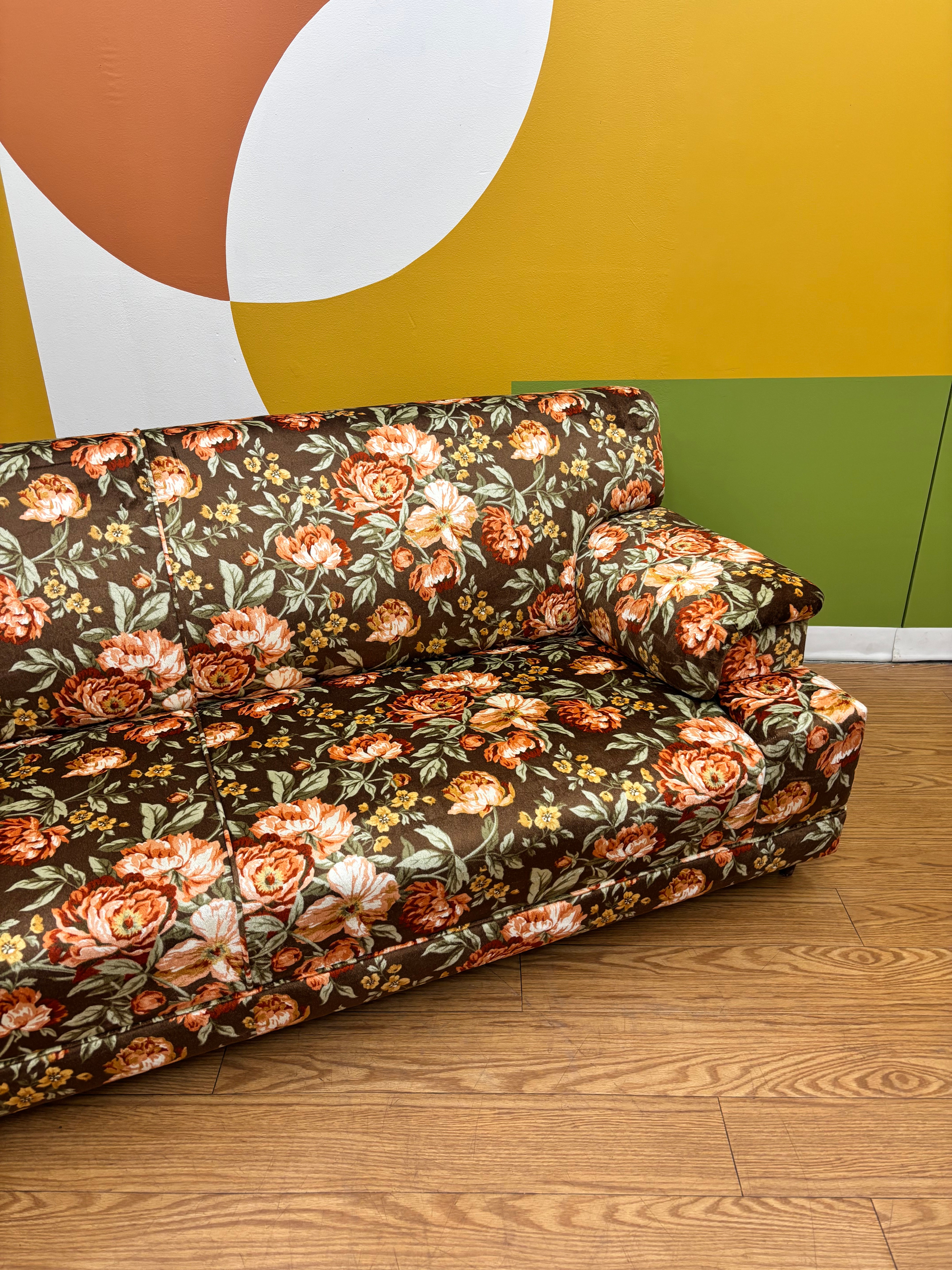 Brown Floral Sofa