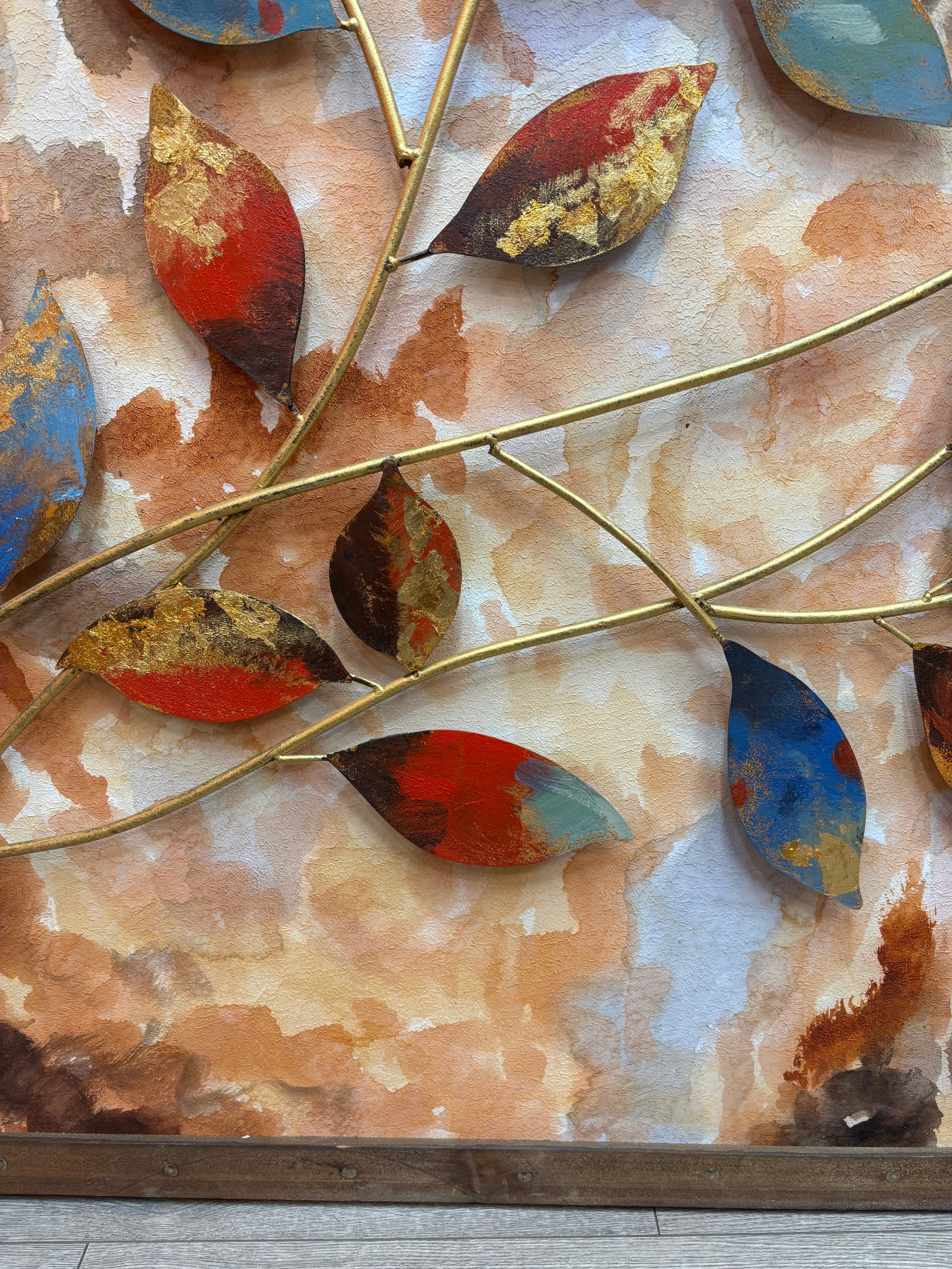 Colorful Metal Leaf Canvas