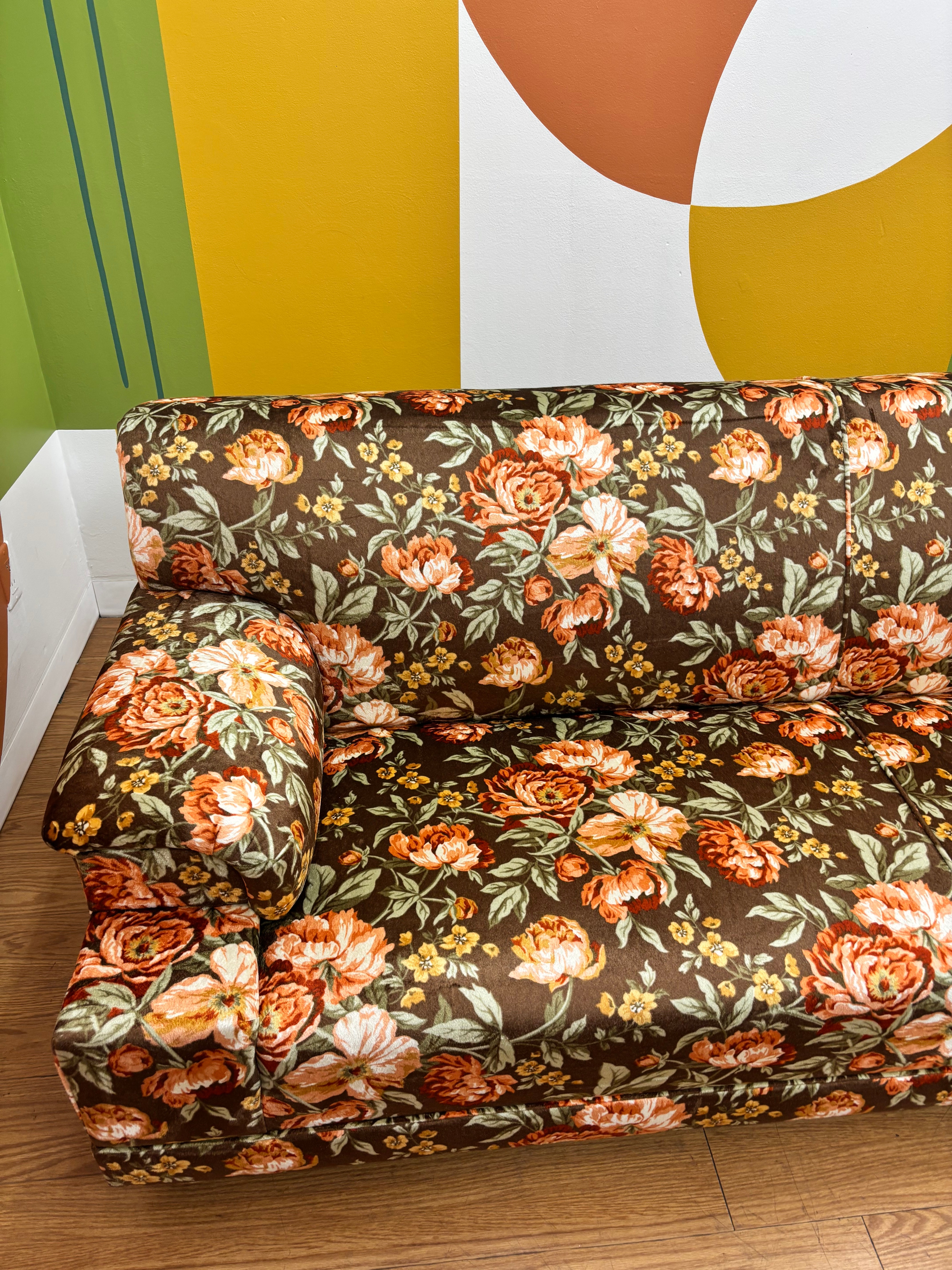 Brown Floral Sofa