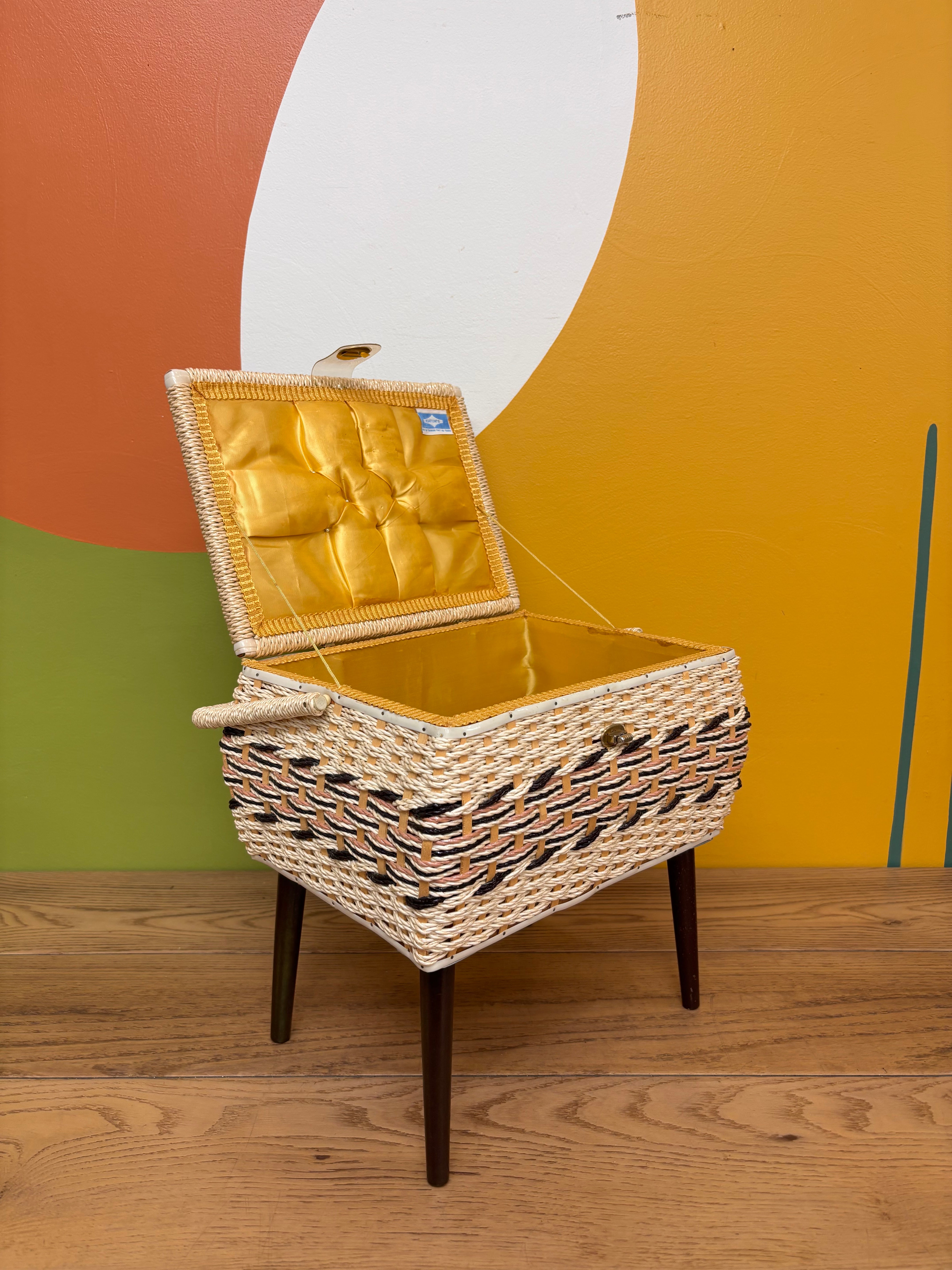 Wicker Fabric Tapestry Sewing Basket