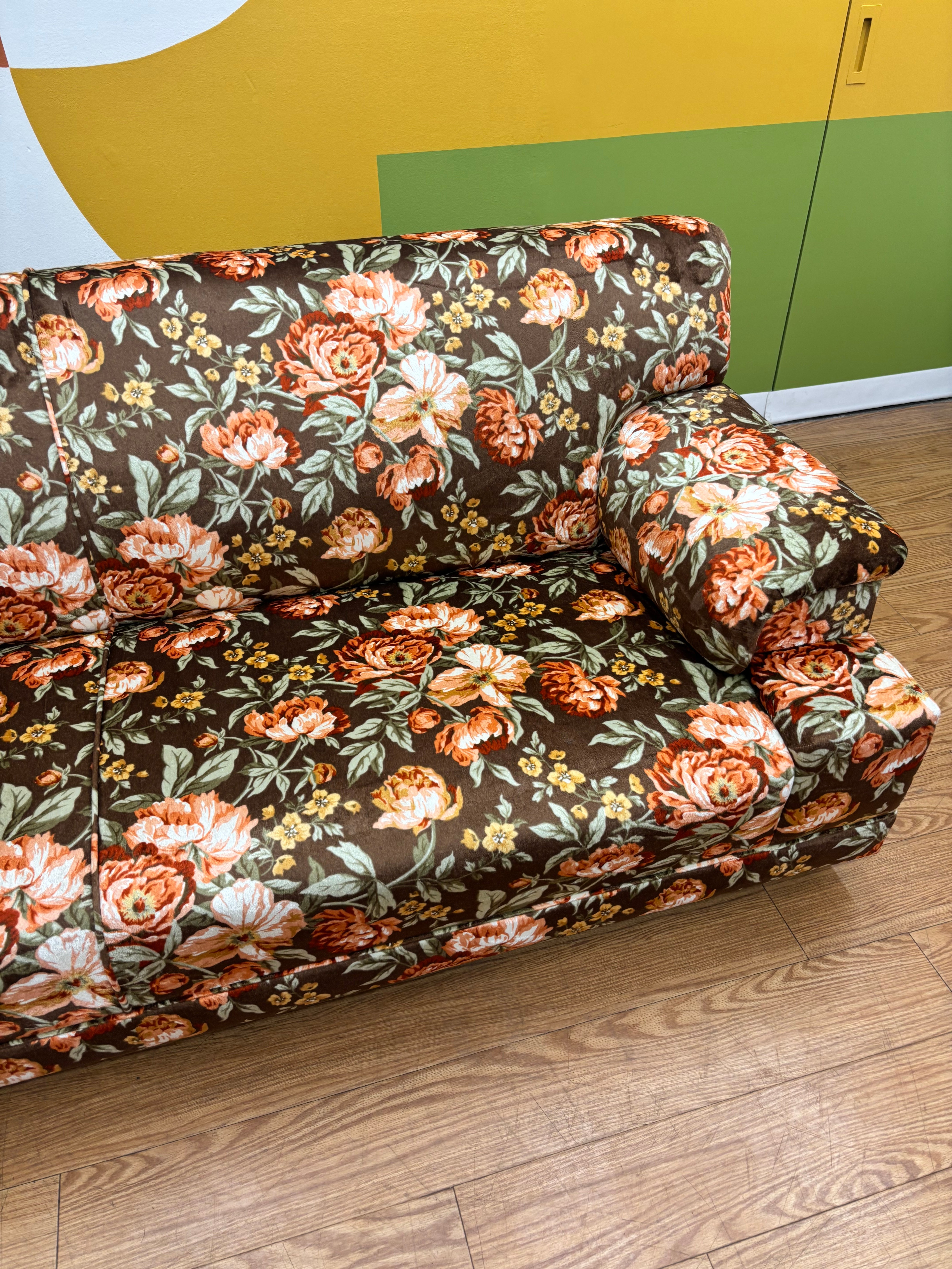 Brown Floral Sofa