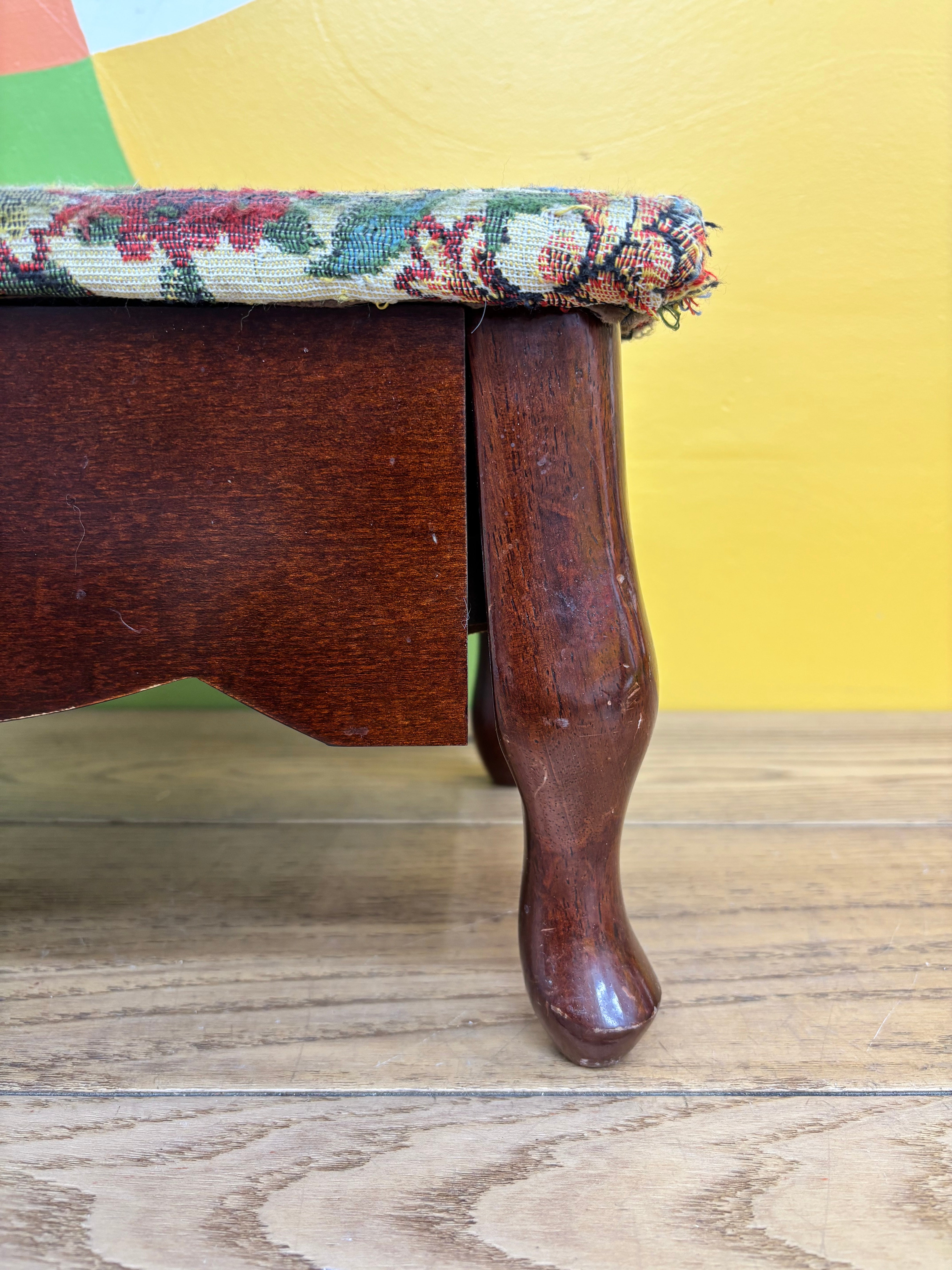 Small Floral Storage Ottoman