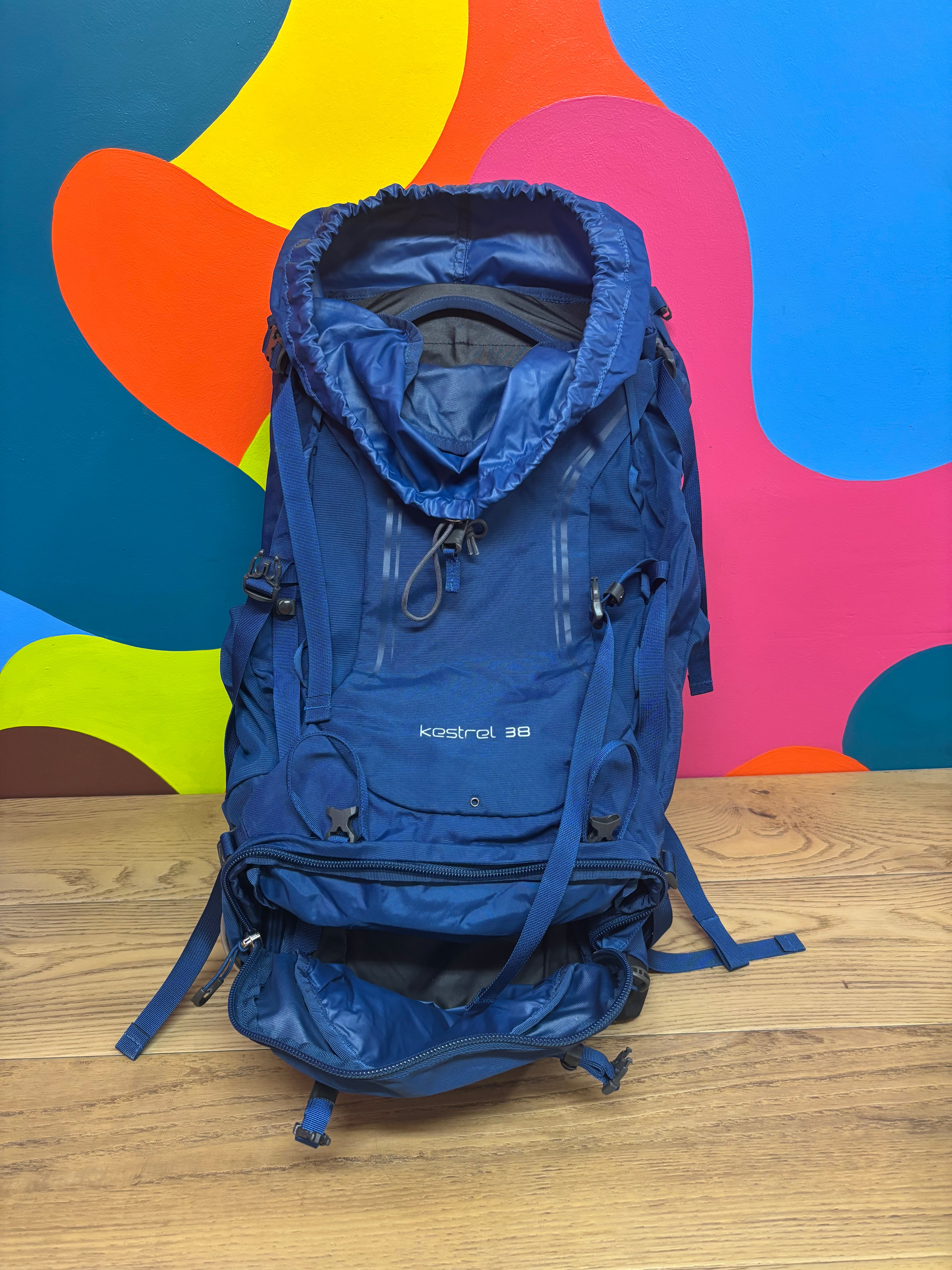 Osprey Blue Kestrel 38 Hiking Backpack