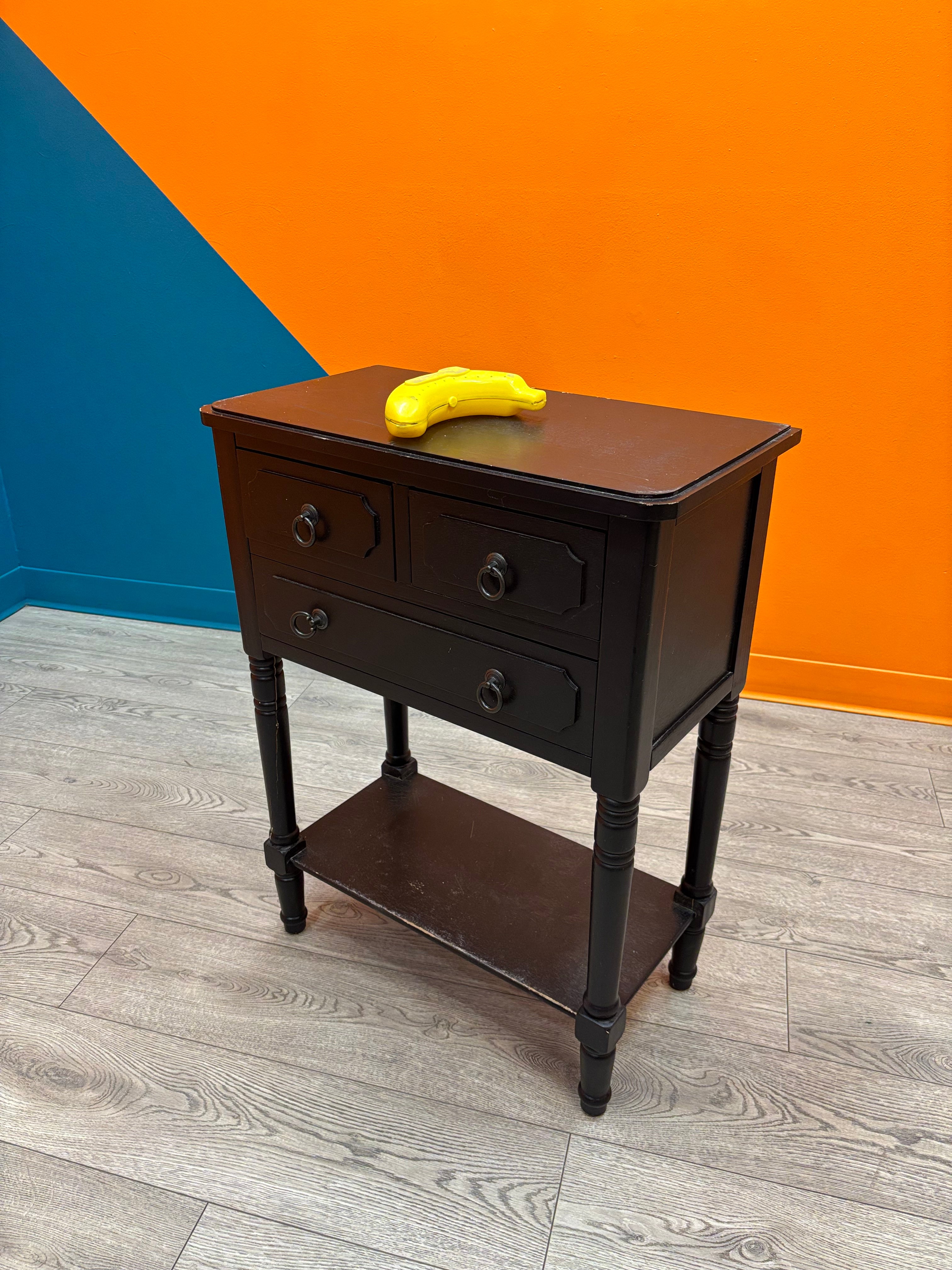 Black Three Drawer End Table