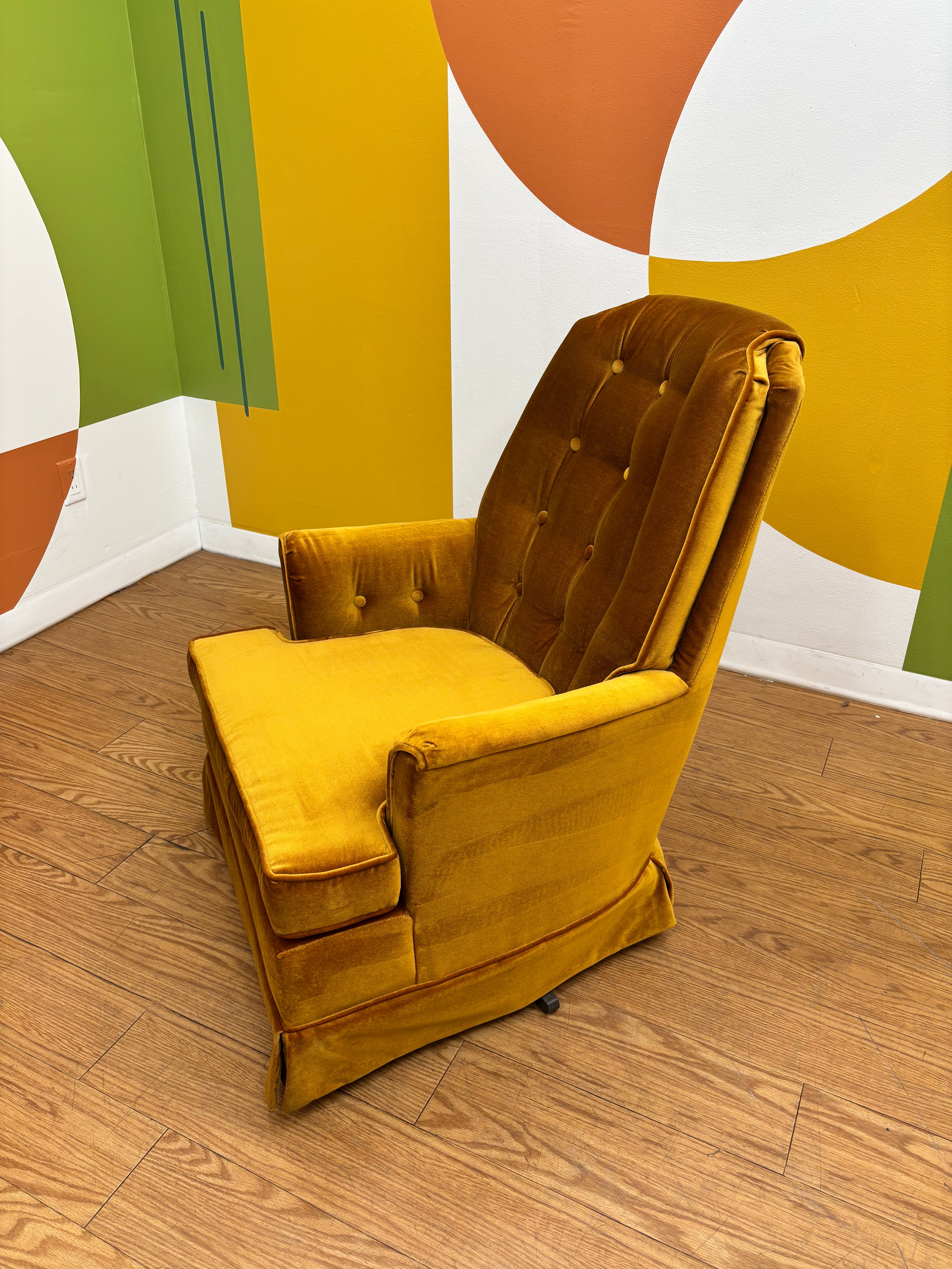 Yellow Velvet Swivel Chair