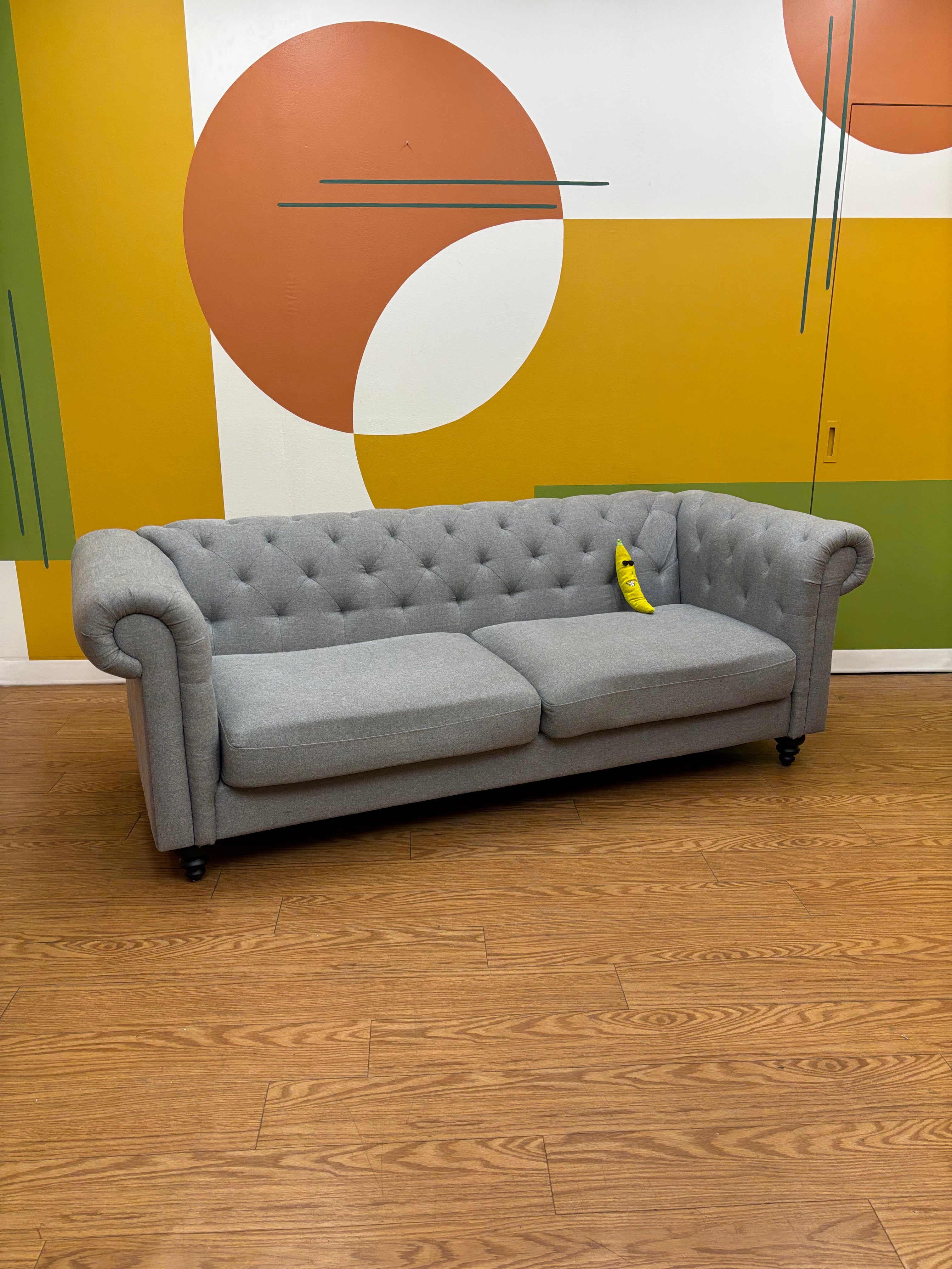 Grey Fabric Loveseat