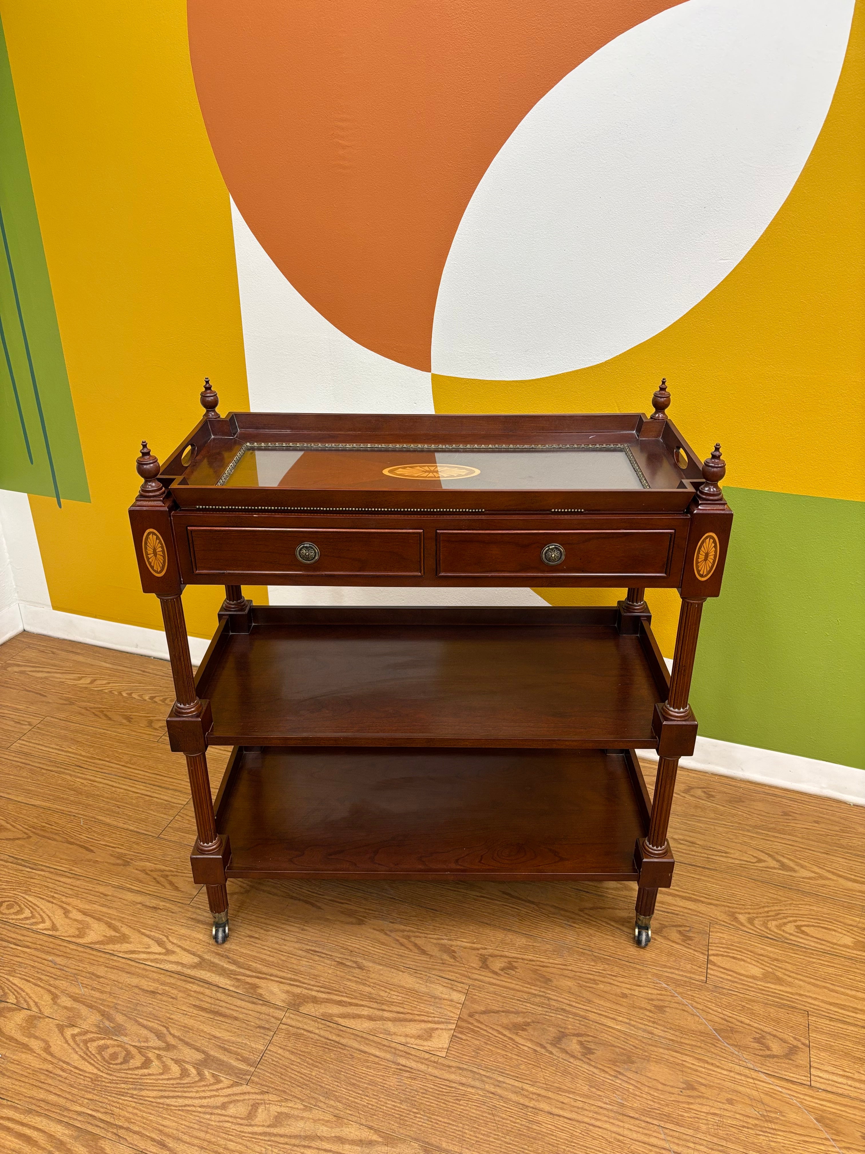 Mahogany Post Rolling Serving Cart