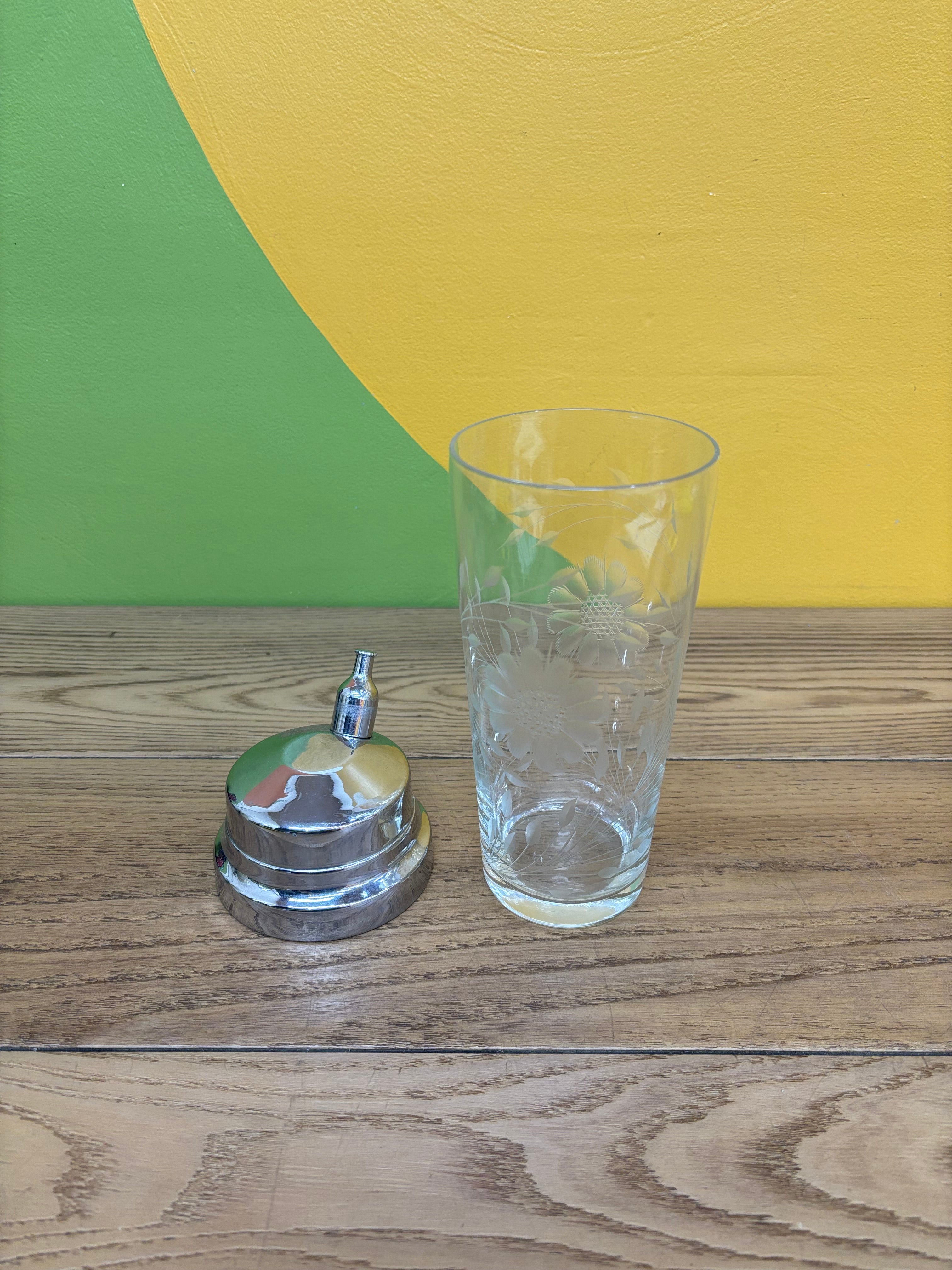 Etched Glass Cocktail Shaker