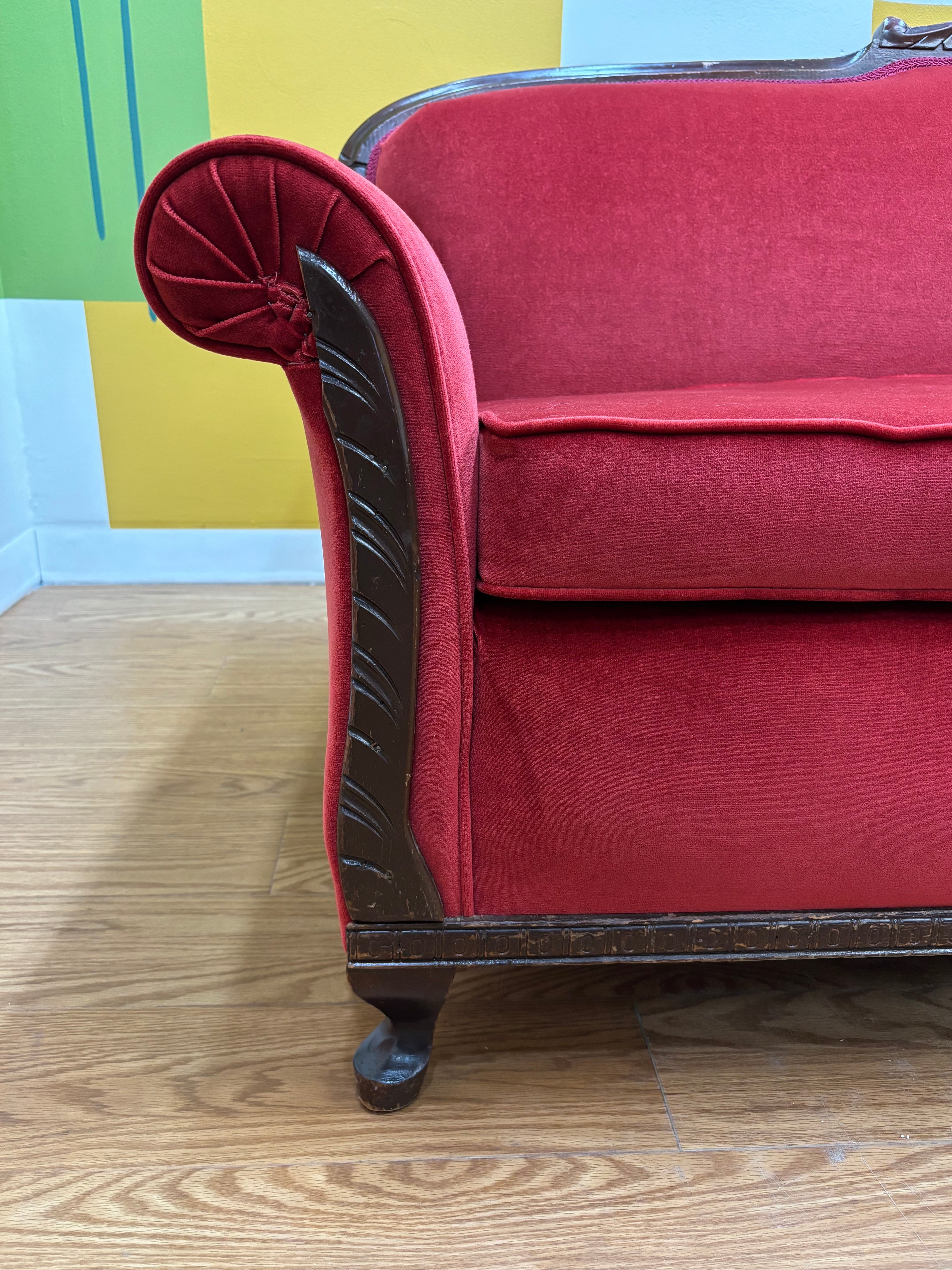Red Velour Sofa