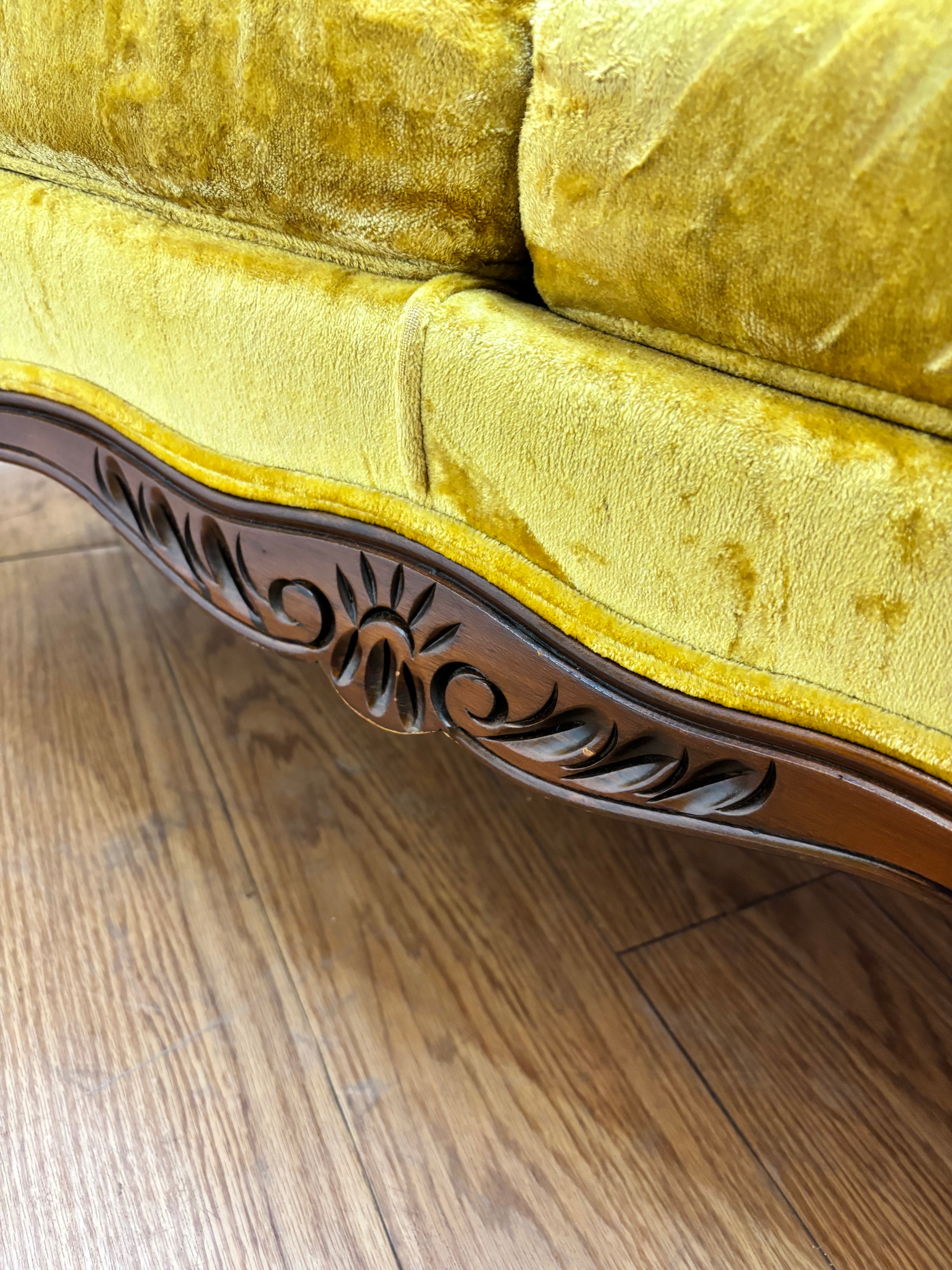 Yellow Tufted Loveseat