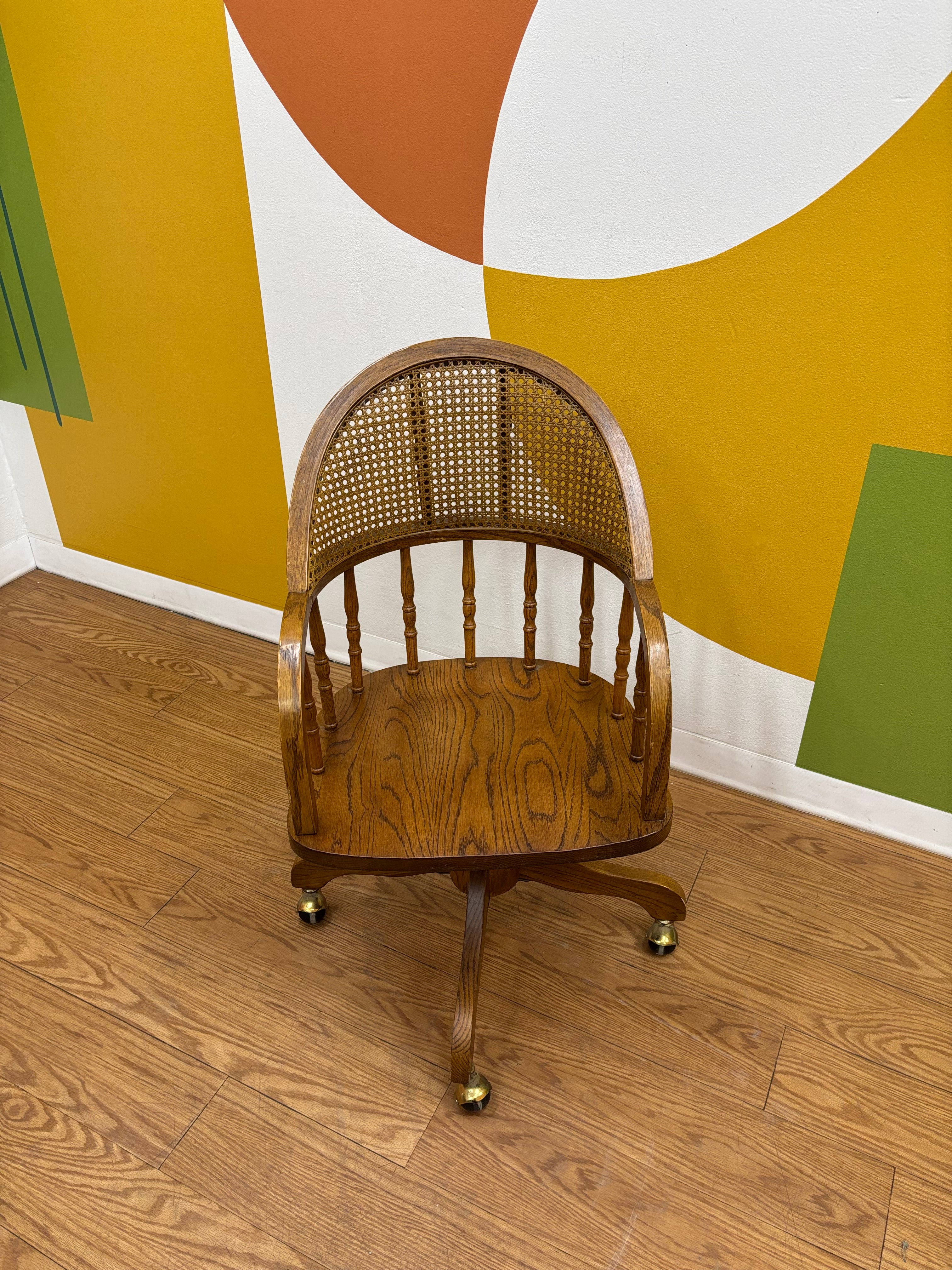 Rolling Desk Chair with Caned Back