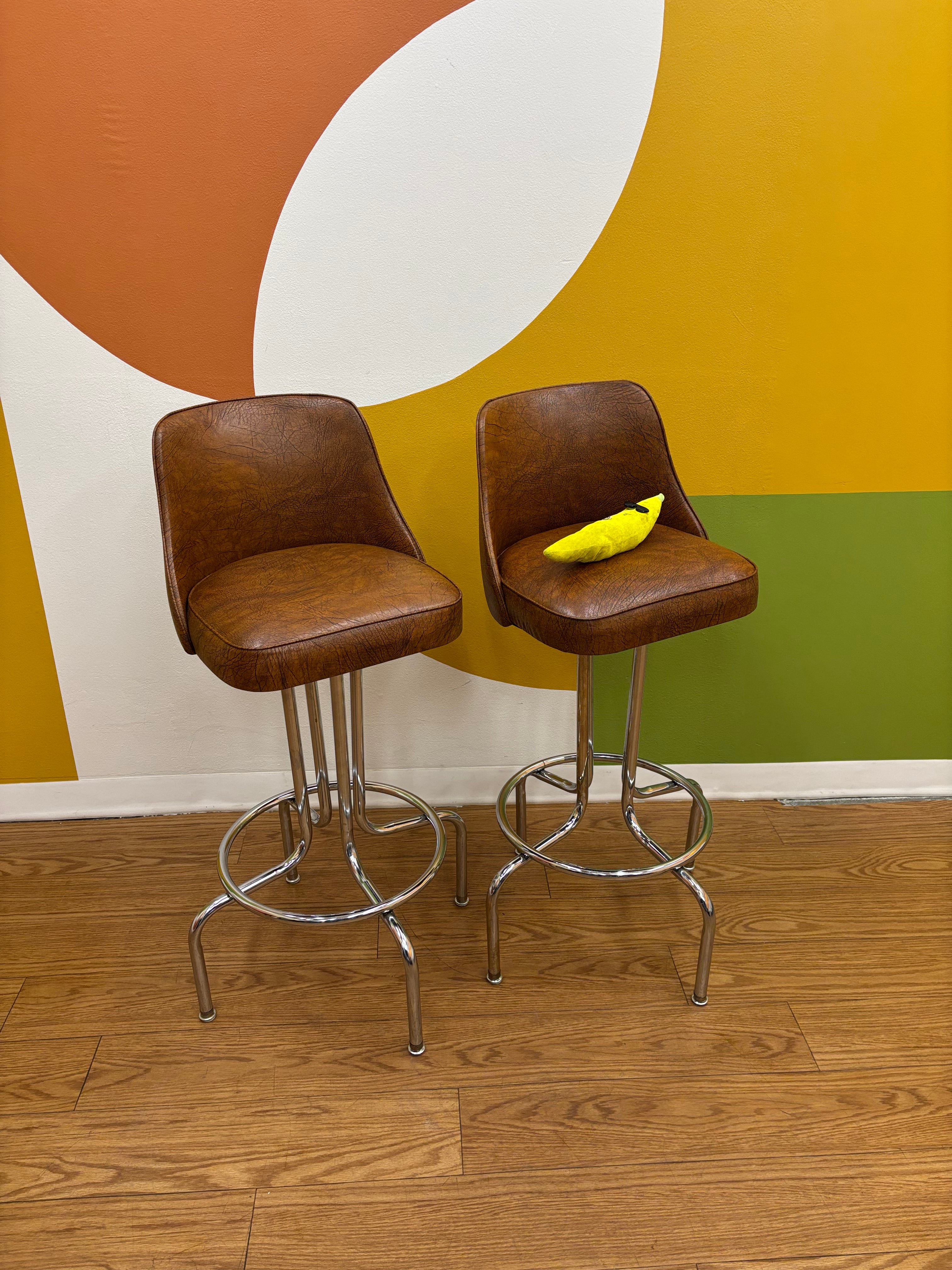 (2) Brown Barstools