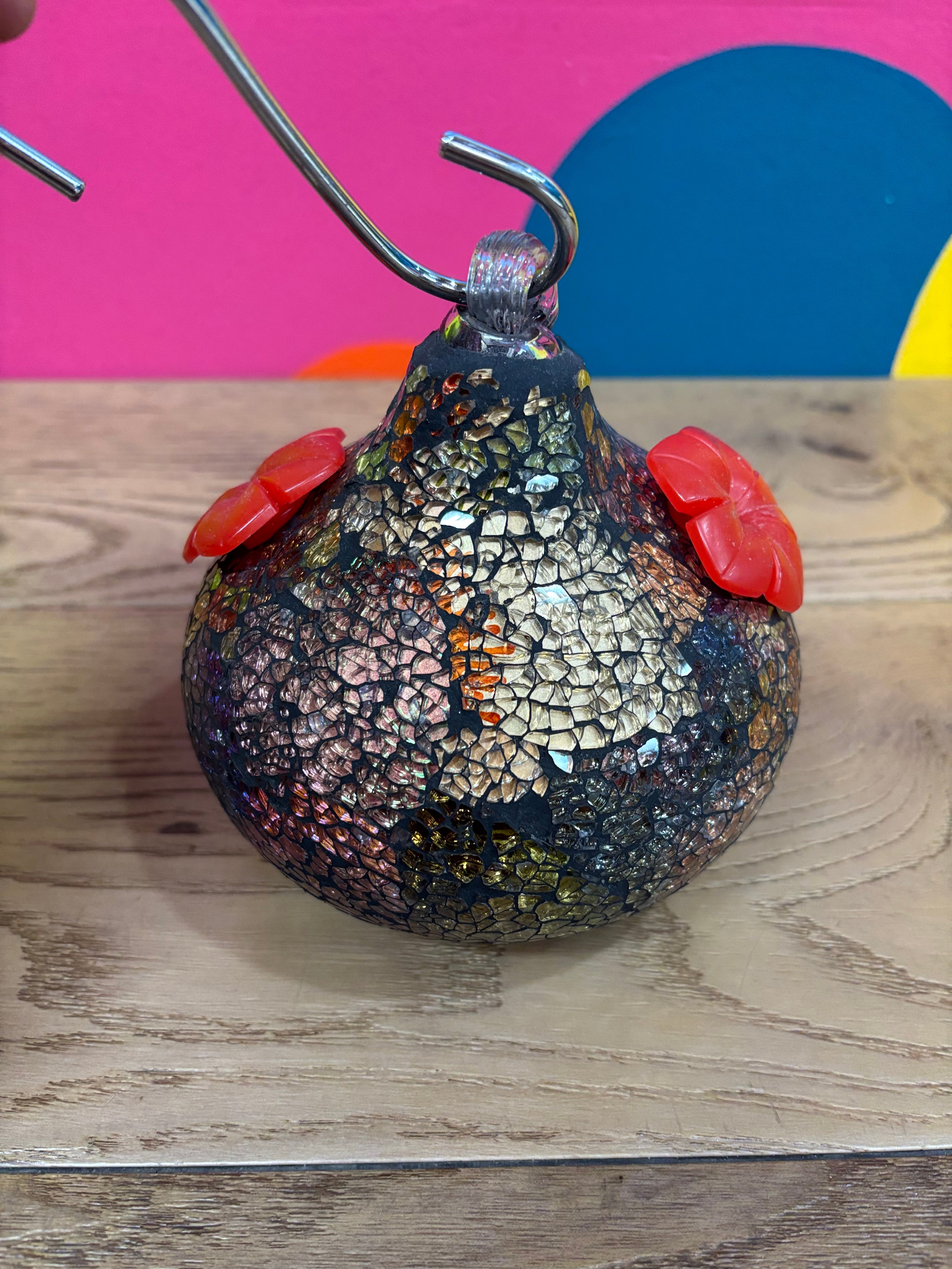 Mosaic Glass Bird Feeder