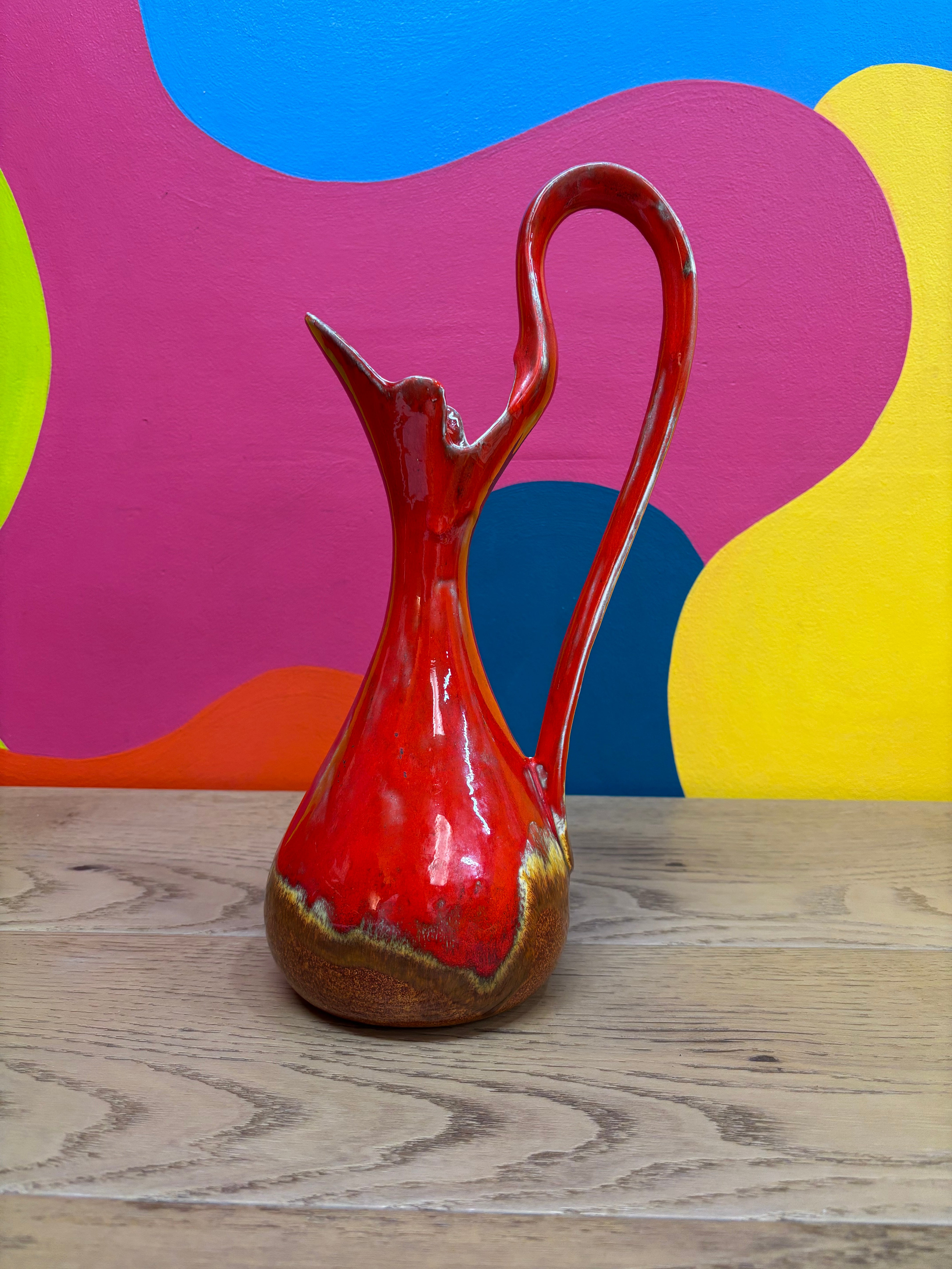 Red & Brown Ceramic Water Pitcher