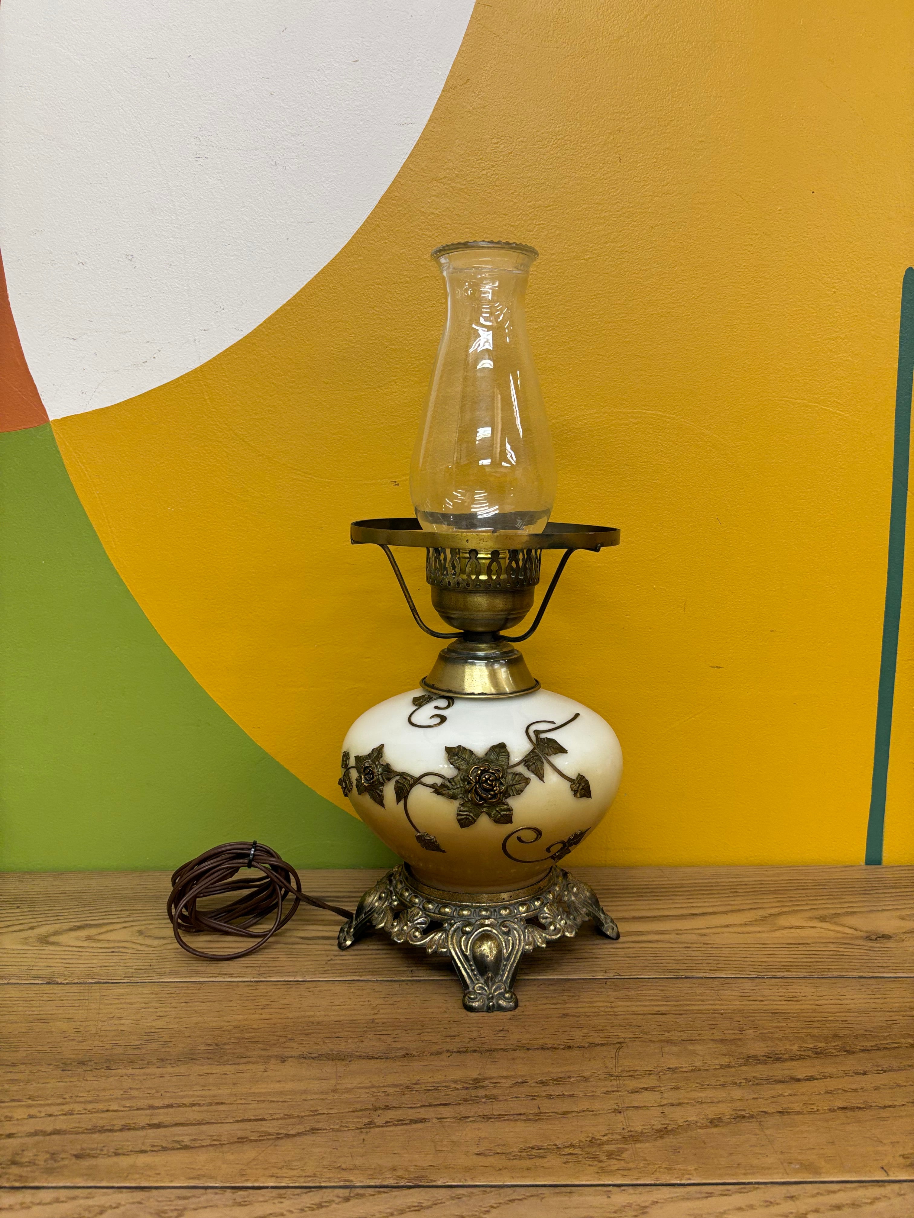 Glass Hurricane Table Lamp