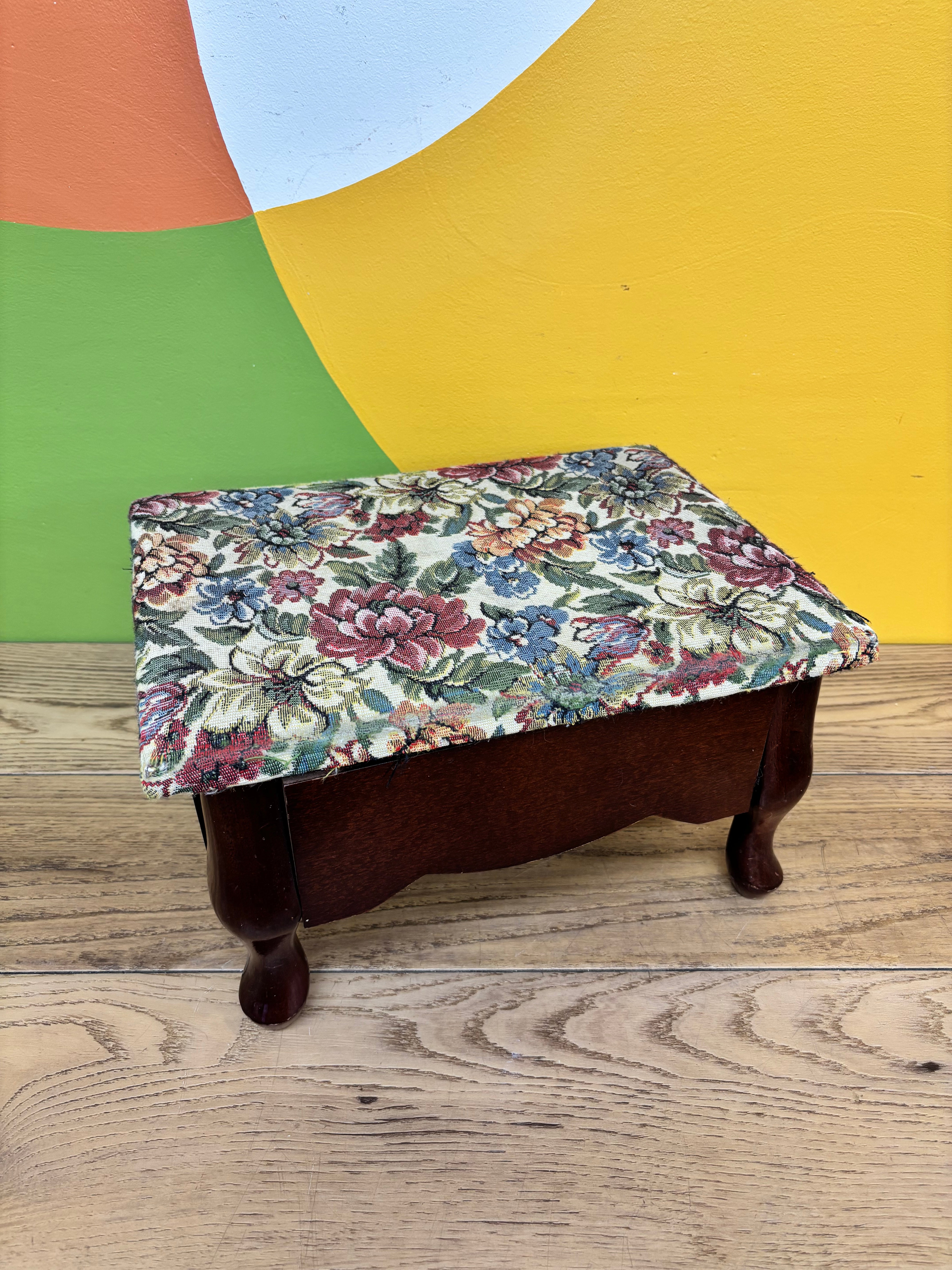 Small Floral Storage Ottoman