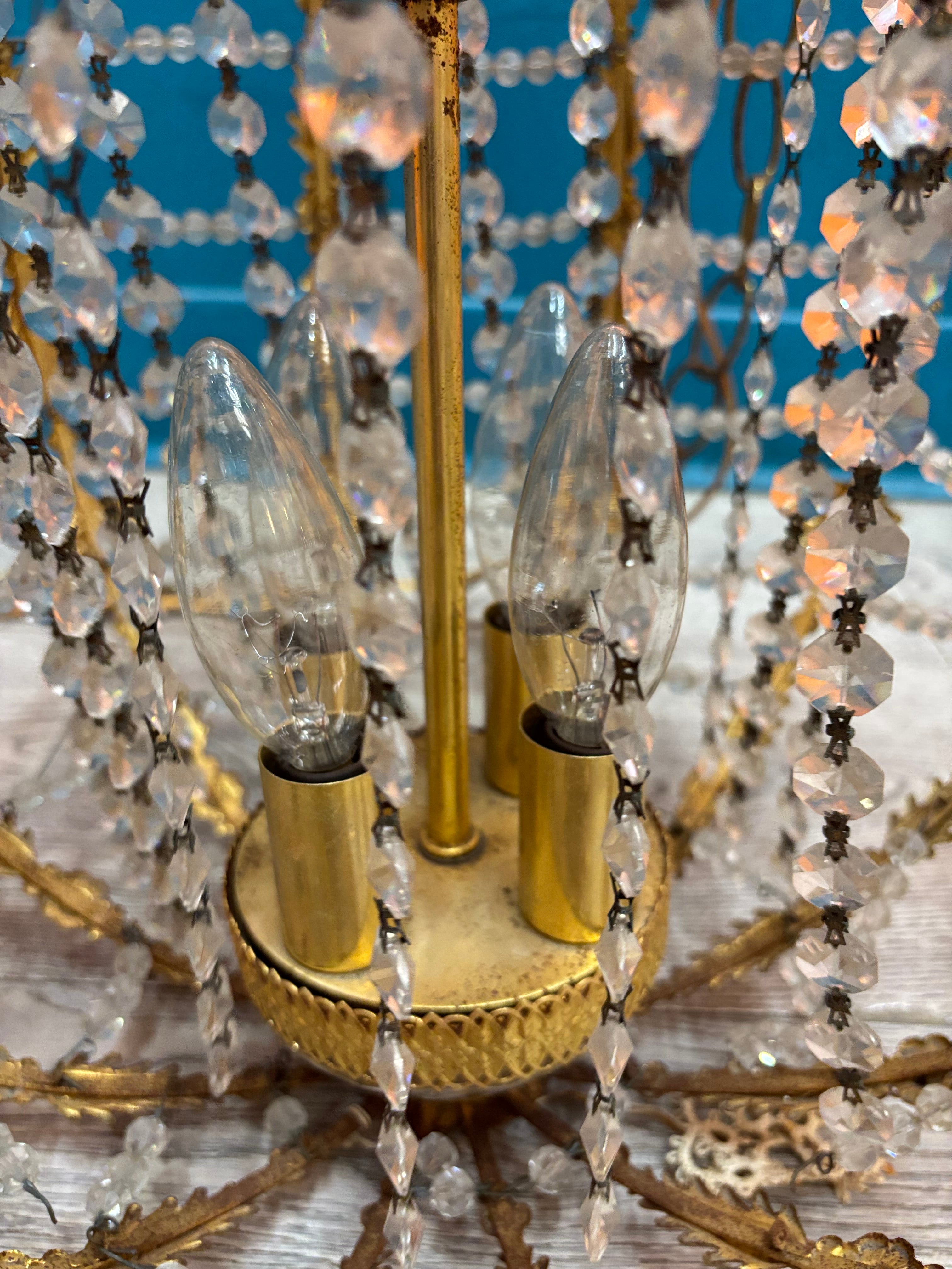 Gold Toned Spherical Cage Chandelier