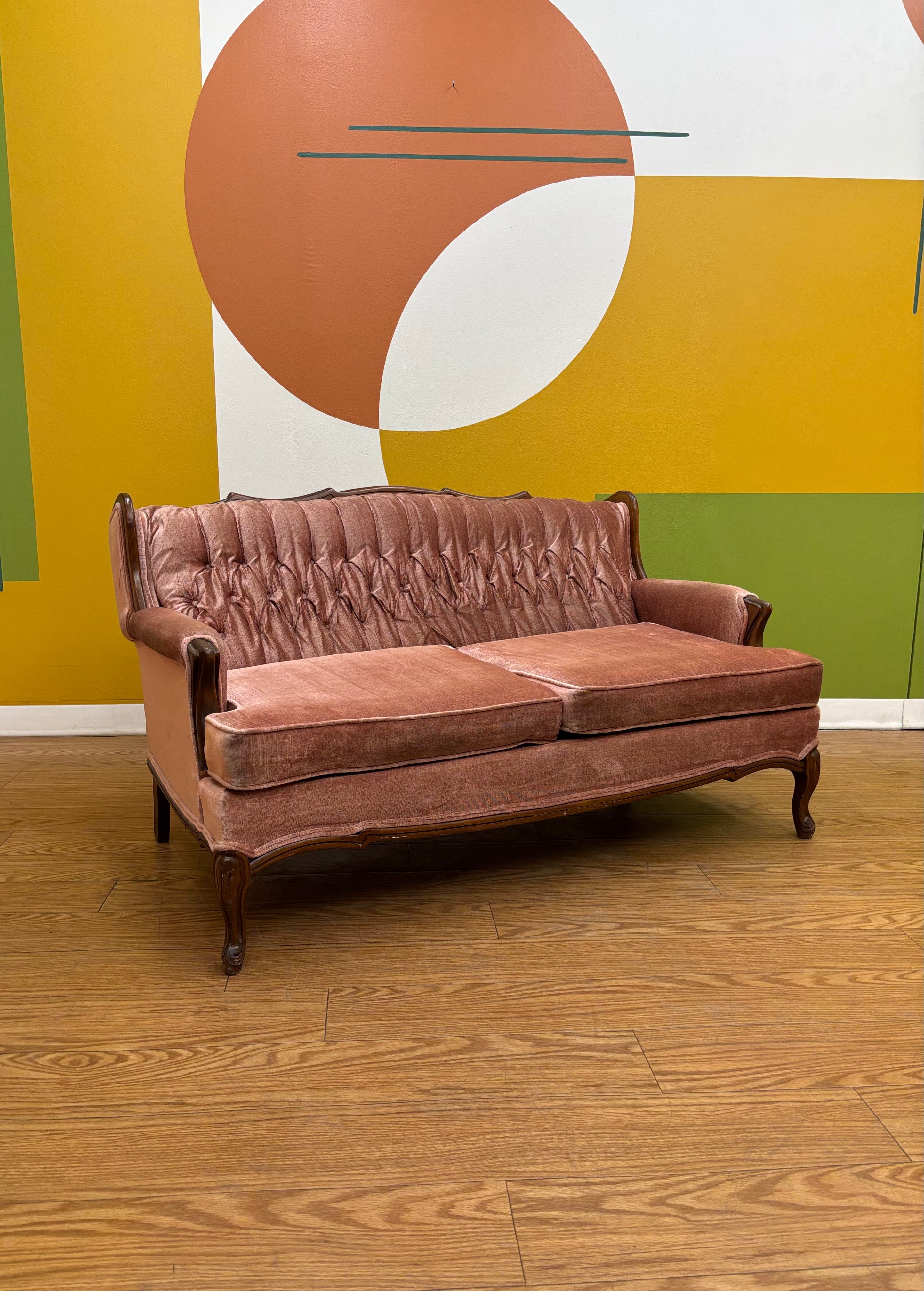 Tufted Pink Loveseat