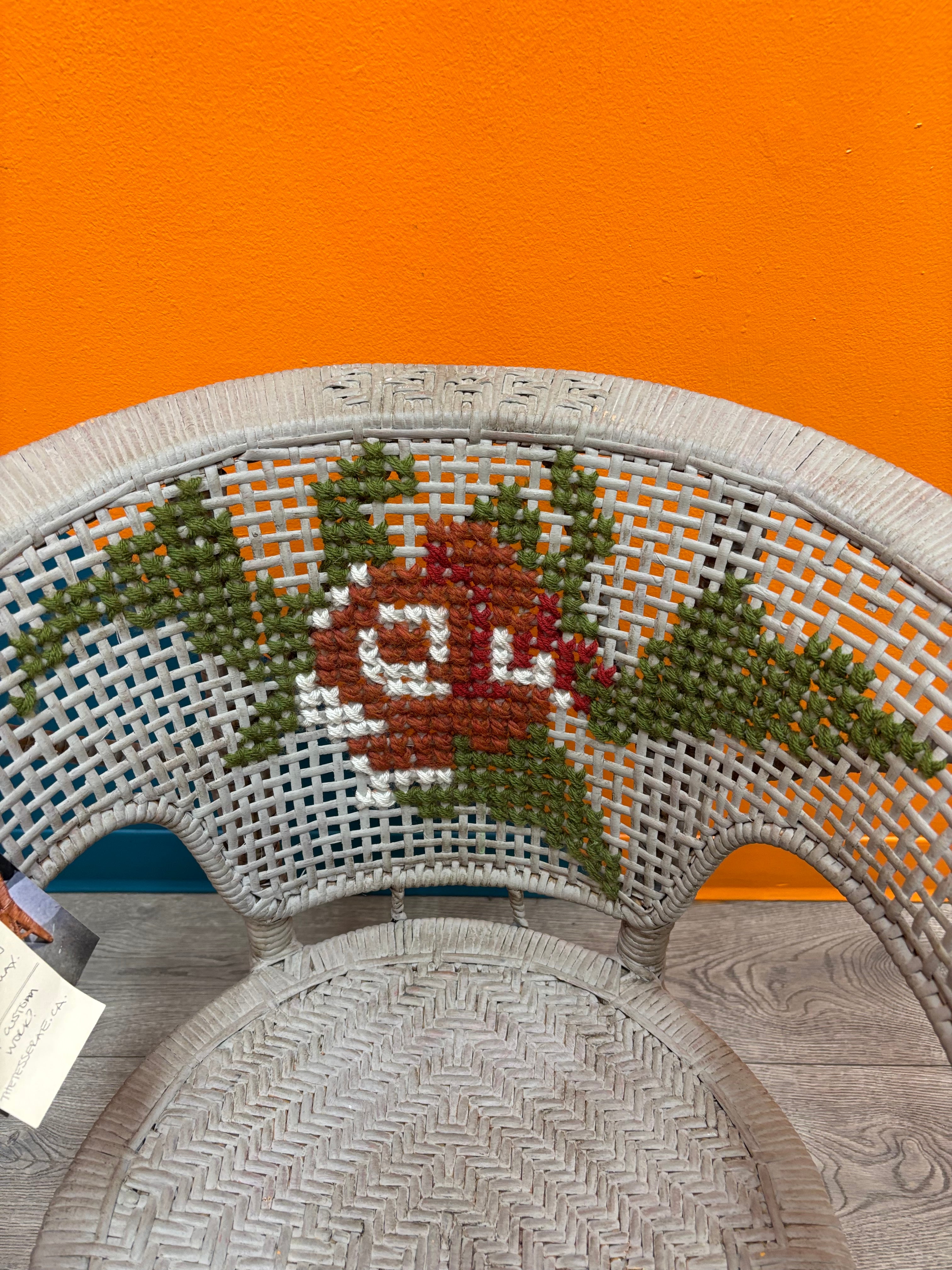 Cross Stitched Wicker Chair