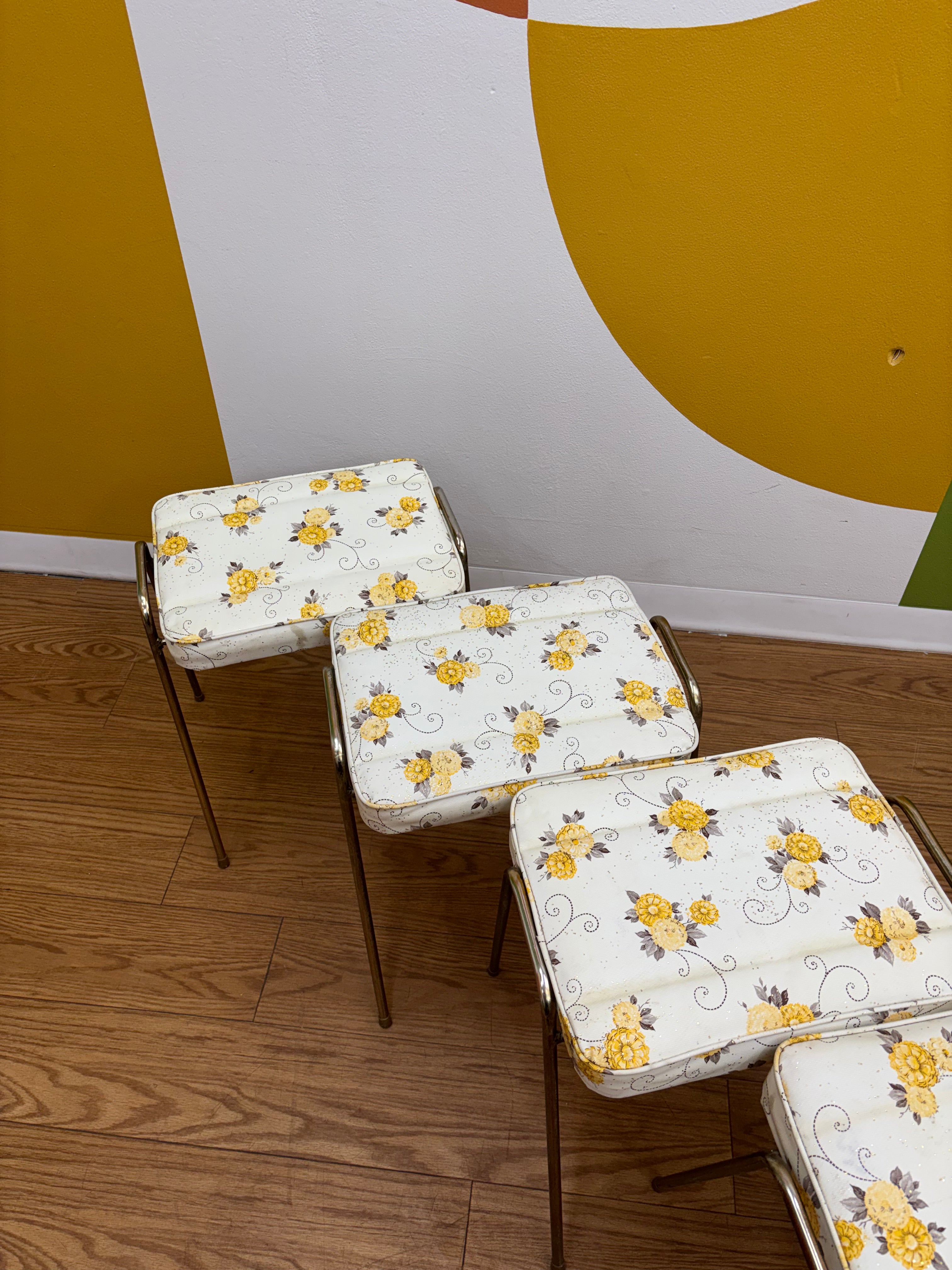 (4) Floral Stacking Stools