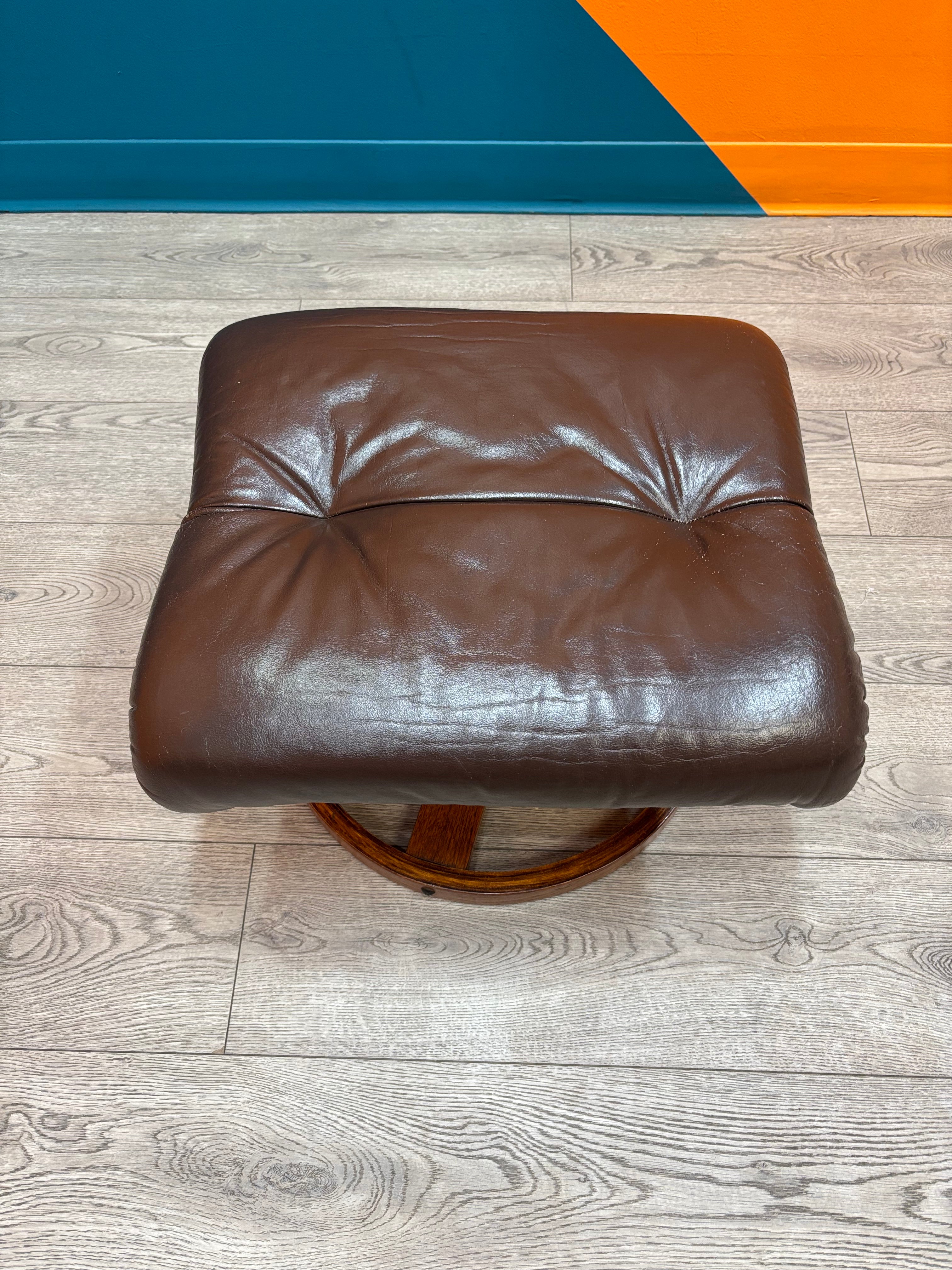 Brown Faux Leather Foot Rest