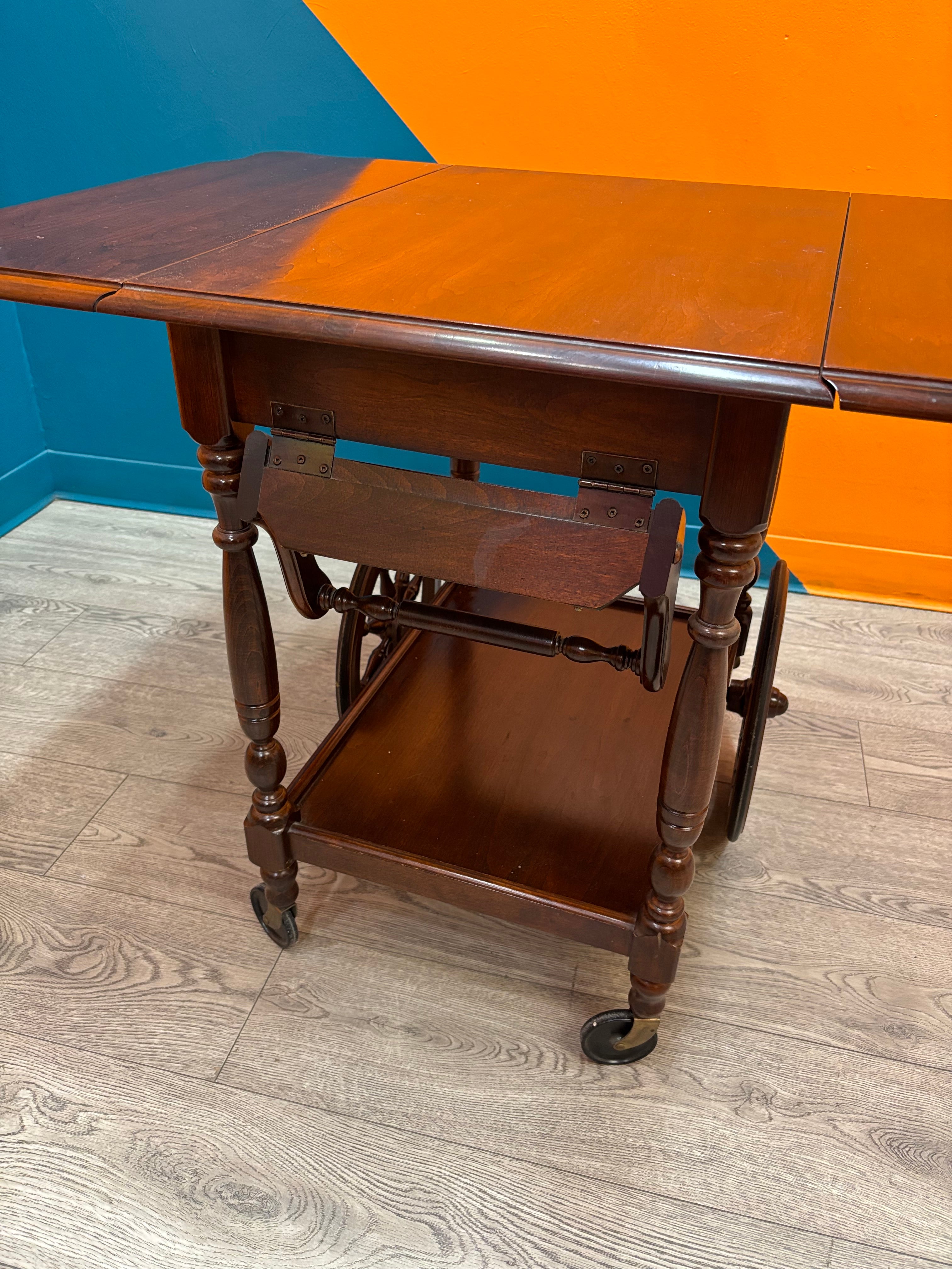 Drop Leaf Wood Cart