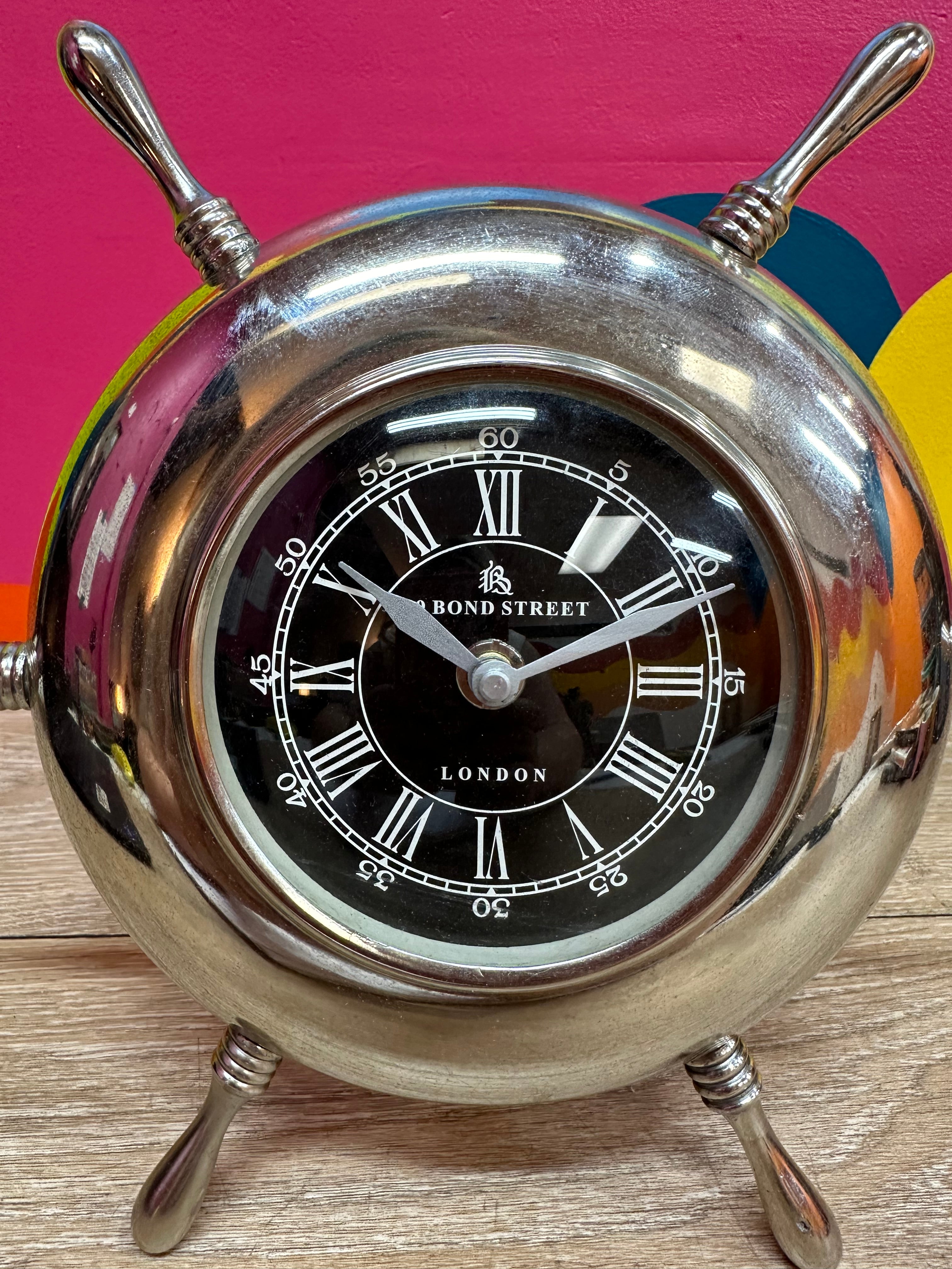 "49 Bond Street" Nautical Wheel Clock