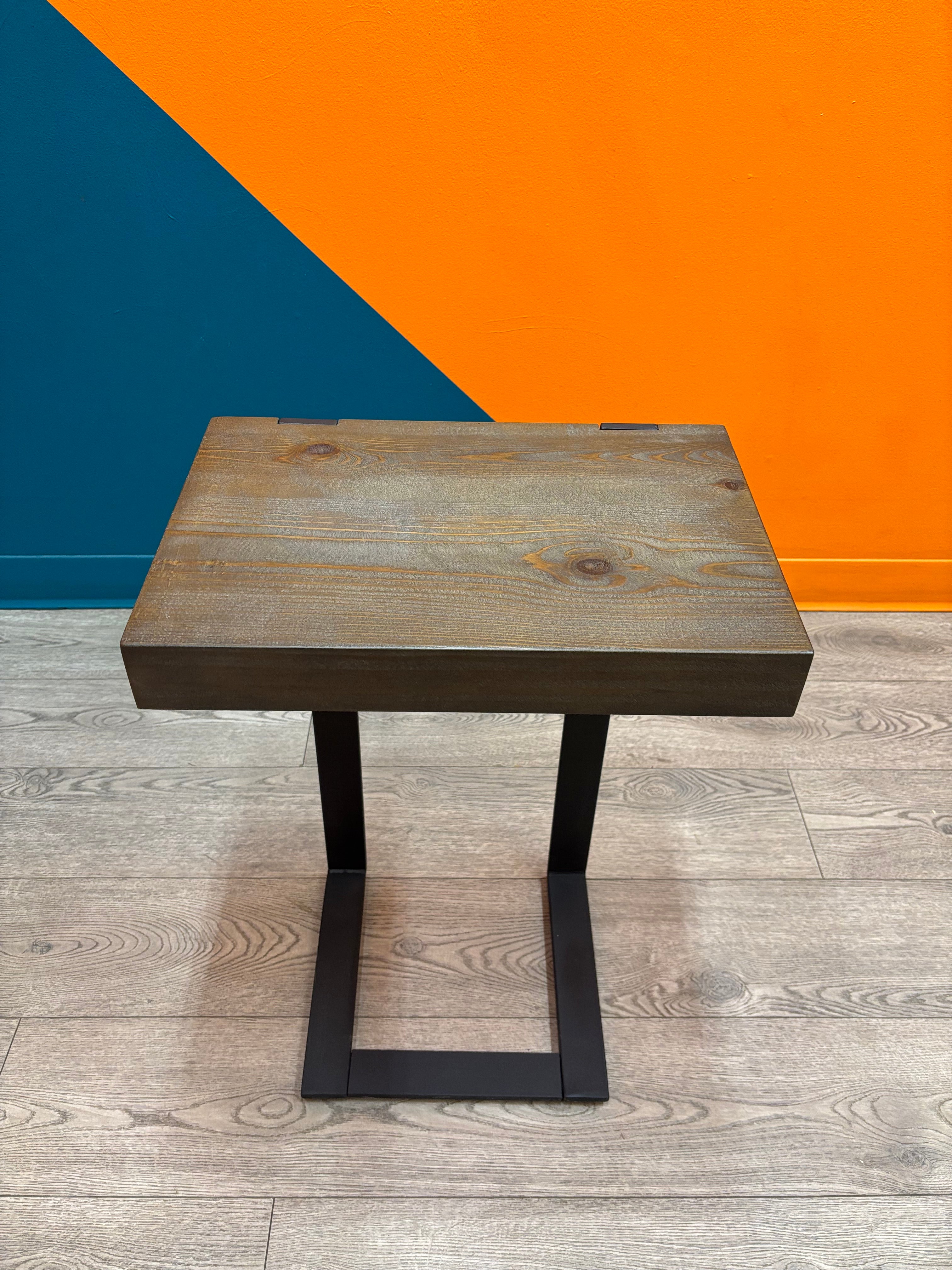 Wood C-Shaped Side Table